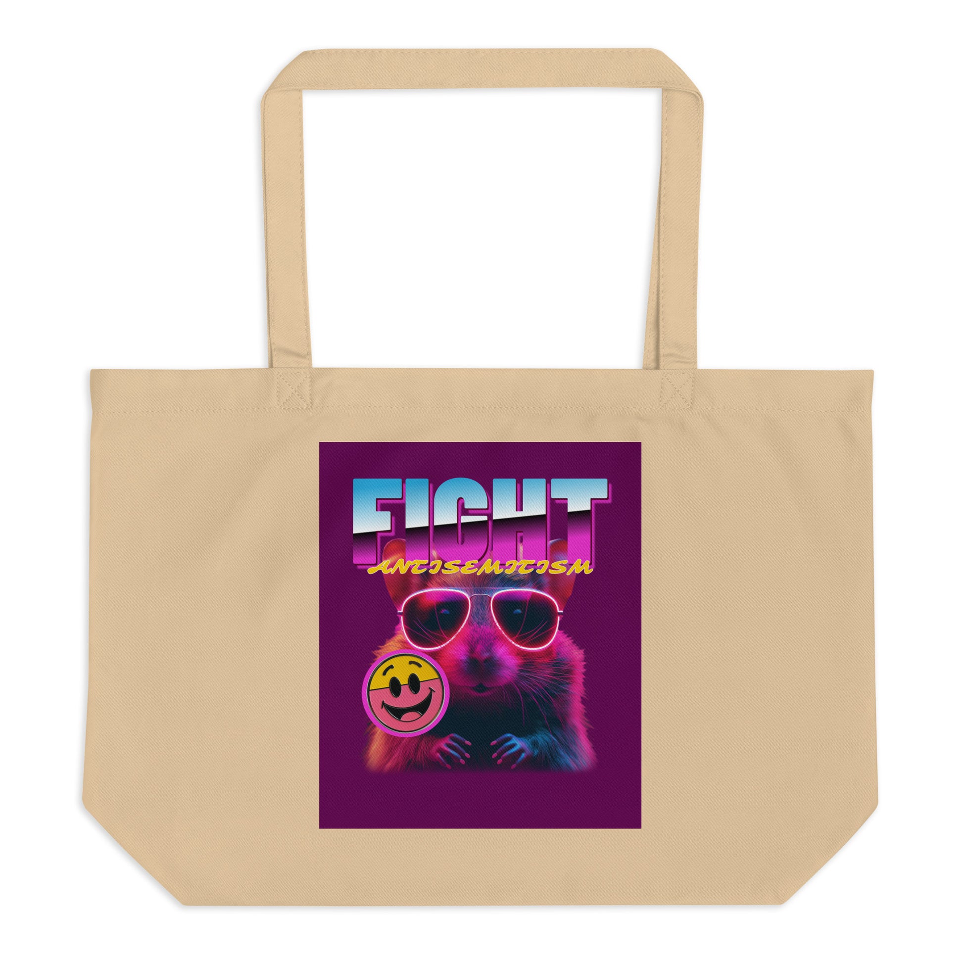 Retro Neon Animal | Fight Antisemitism | Large Organic Tote Bag