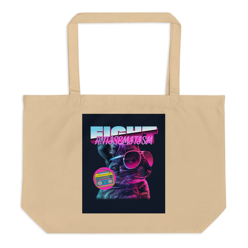 Retro Neon Animal | Fight Antisemitism | Large Organic Tote Bag