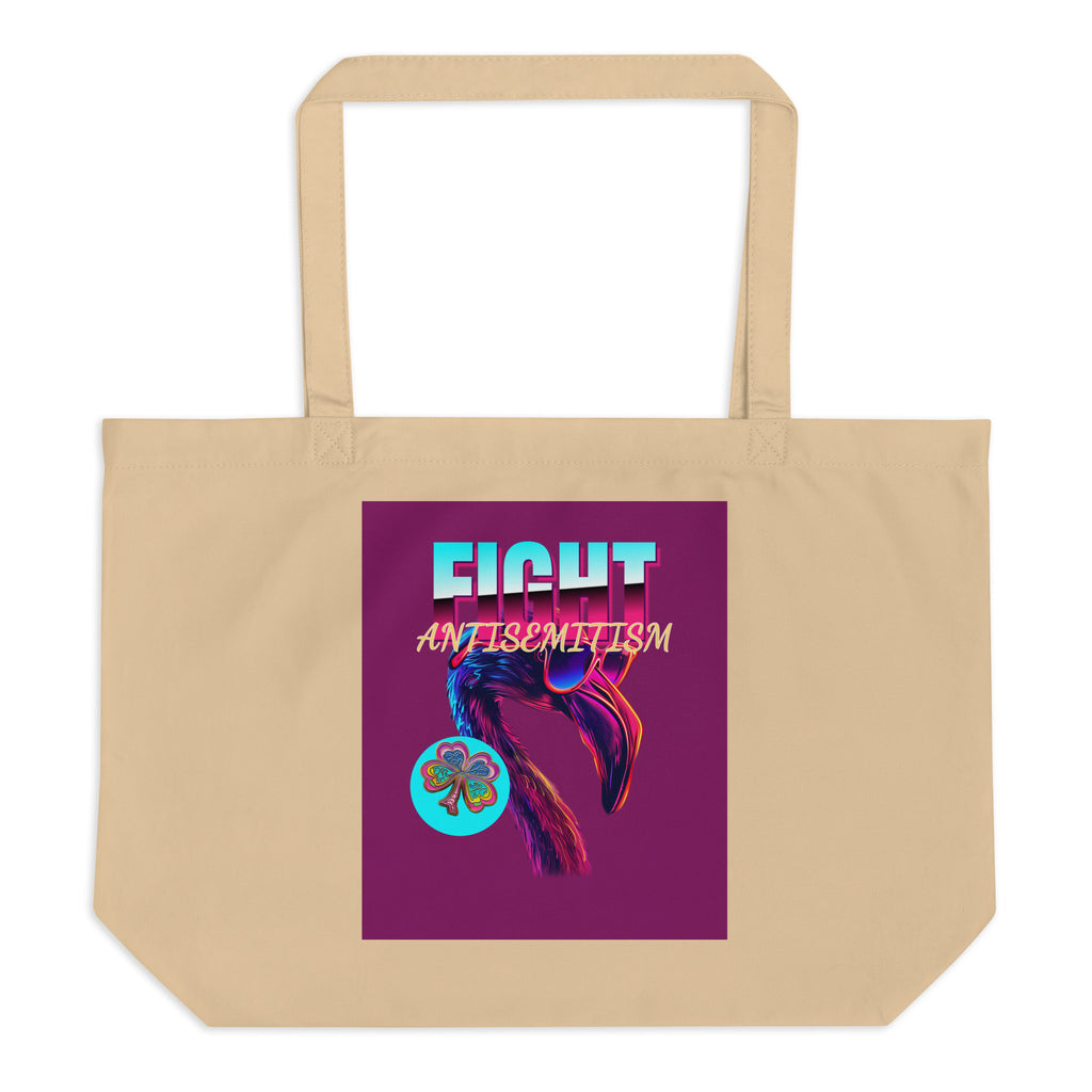 Retro Neon Animal | Fight Antisemitism | Large Organic Tote Bag