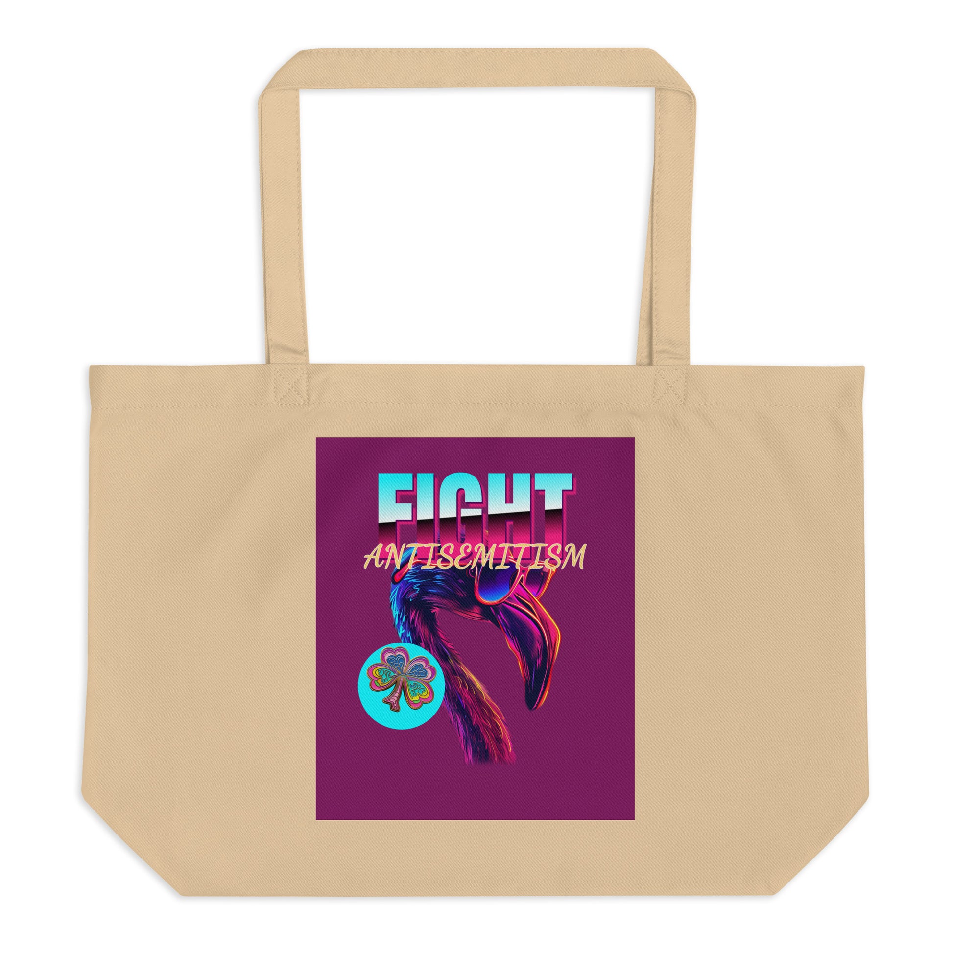 Retro Neon Animal | Fight Antisemitism | Large Organic Tote Bag