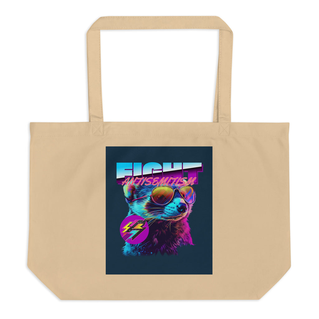 Retro Neon Animal | Fight Antisemitism | Large Organic Tote Bag