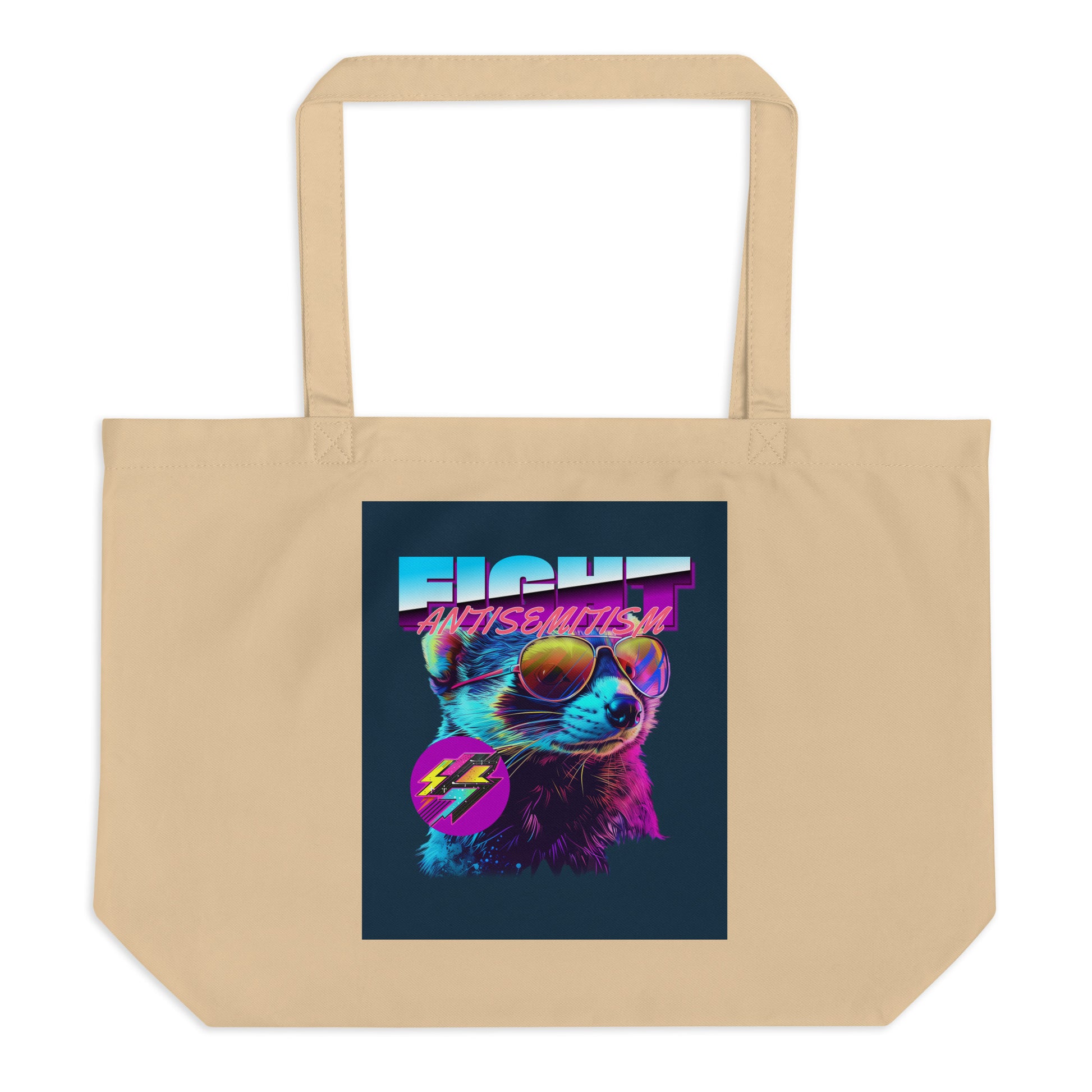 Retro Neon Animal | Fight Antisemitism | Large Organic Tote Bag