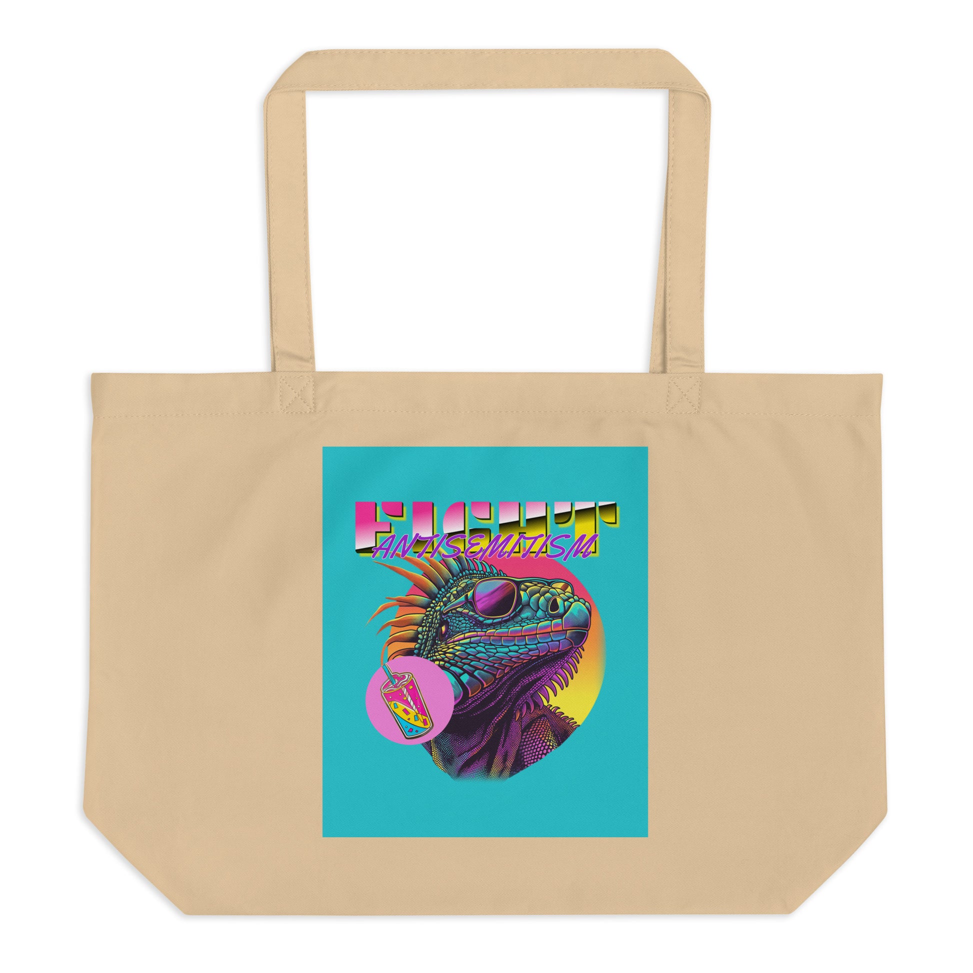 Retro Neon Animal | Fight Antisemitism | Large Organic Tote Bag