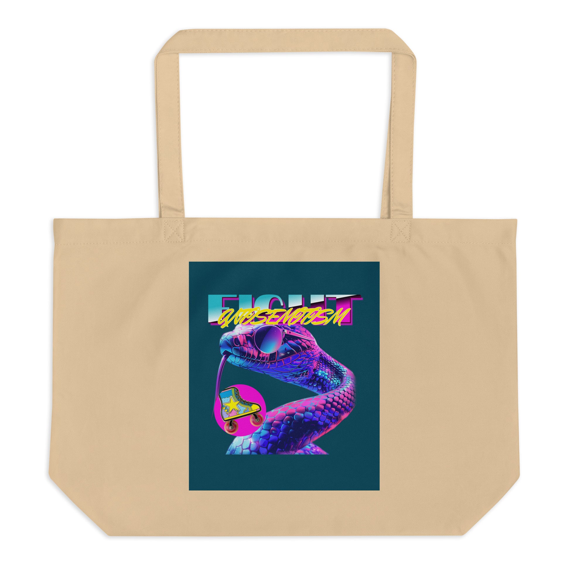 Retro Neon Animal | Fight Antisemitism | Large Organic Tote Bag