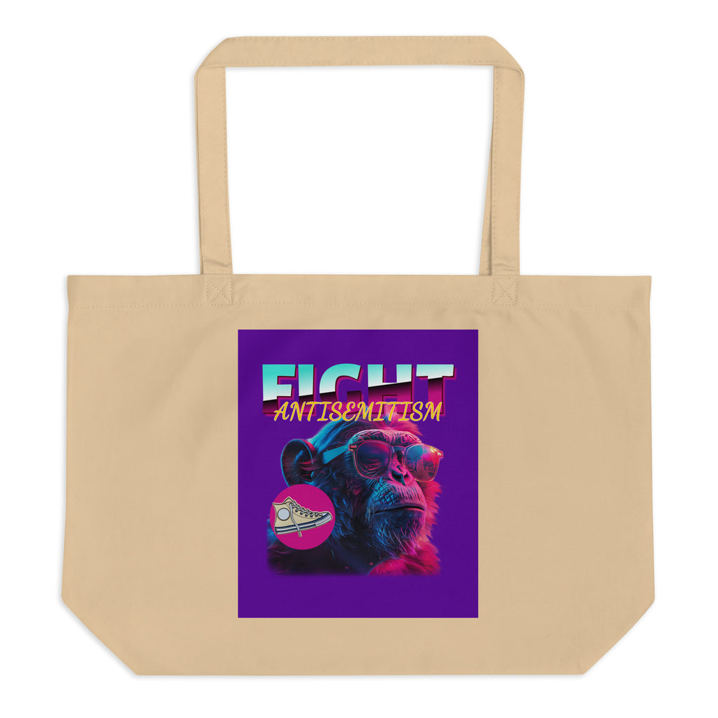 Retro Neon Animal | Fight Antisemitism | Large Organic Tote Bag