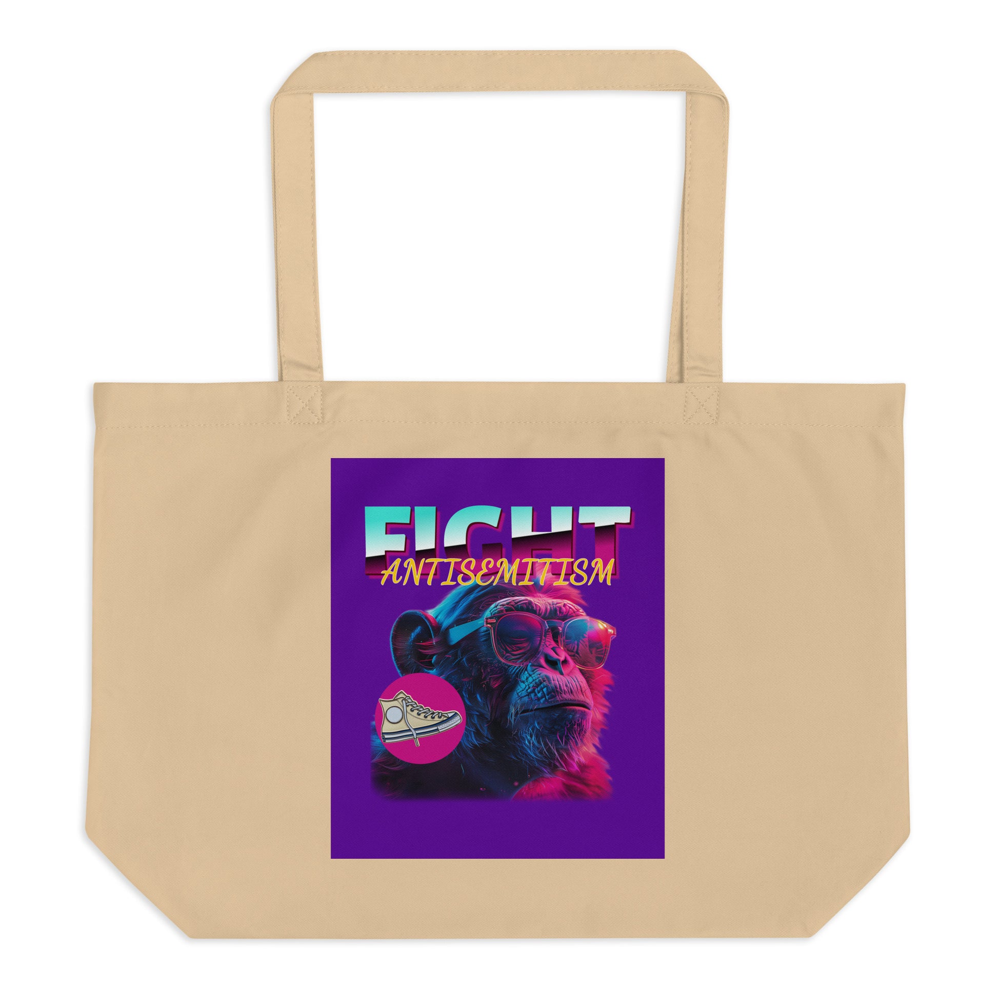 Retro Neon Animal | Fight Antisemitism | Large Organic Tote Bag