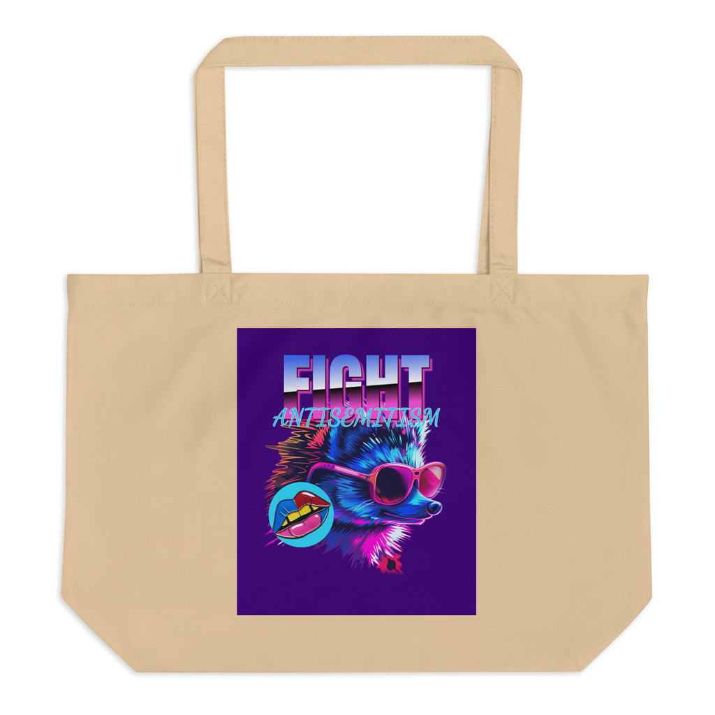 Retro Neon Animal | Fight Antisemitism | Large Organic Tote Bag