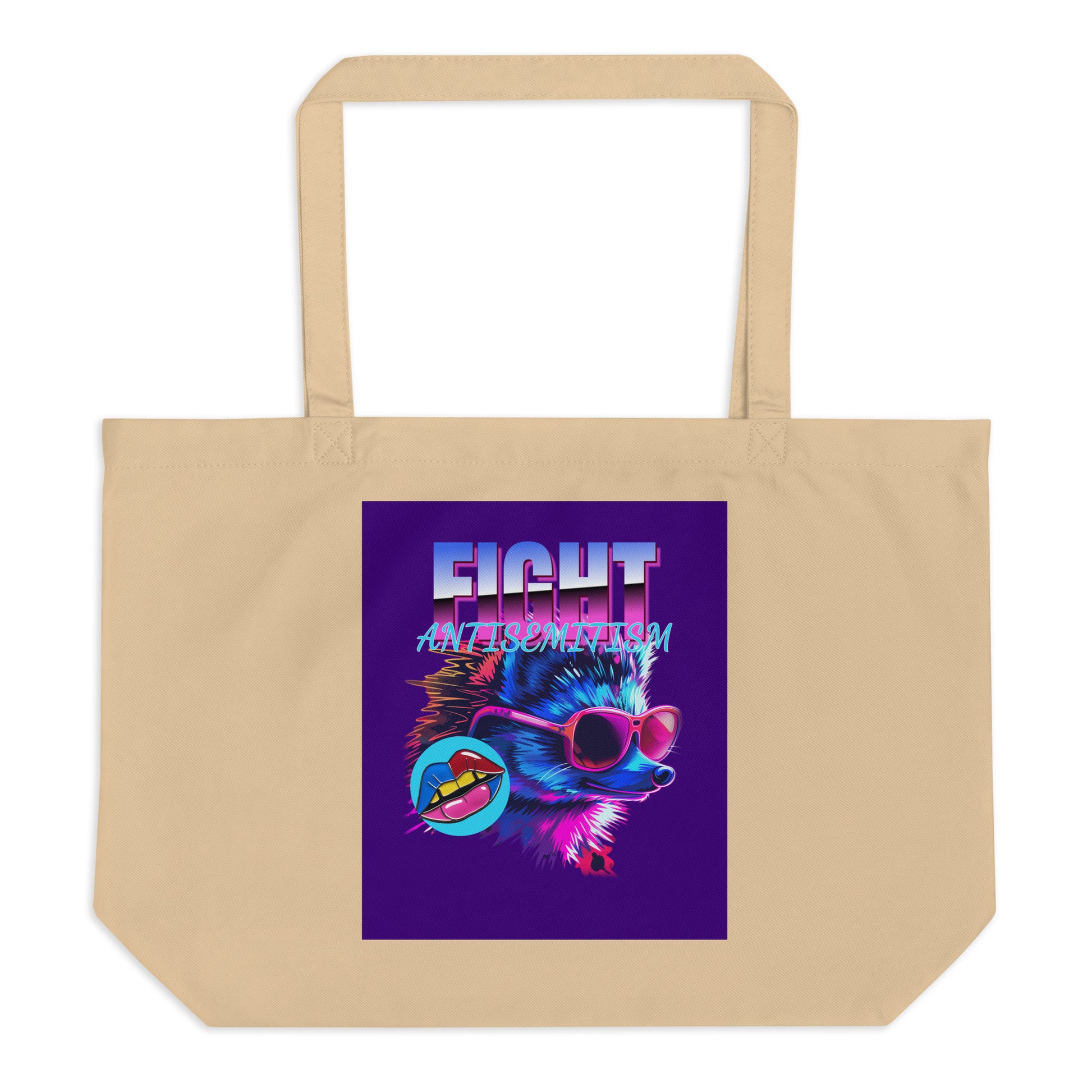 Retro Neon Animal | Fight Antisemitism | Large Organic Tote Bag