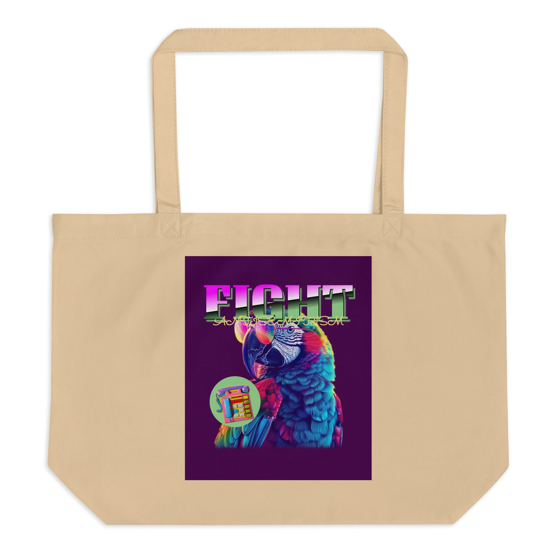 Retro Neon Animal | Fight Antisemitism | Large Organic Tote Bag