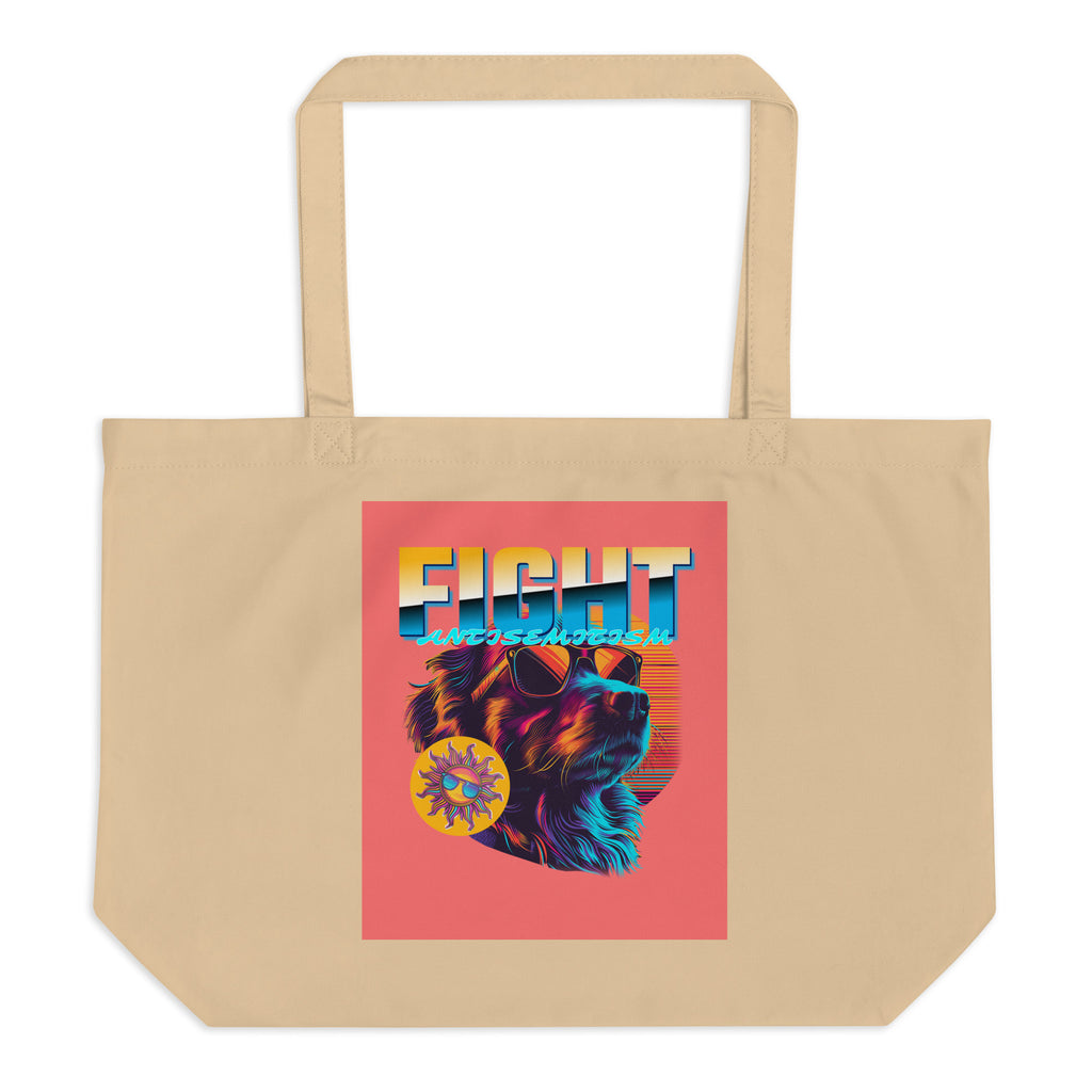 Retro Neon Animal | Fight Antisemitism | Large Organic Tote Bag