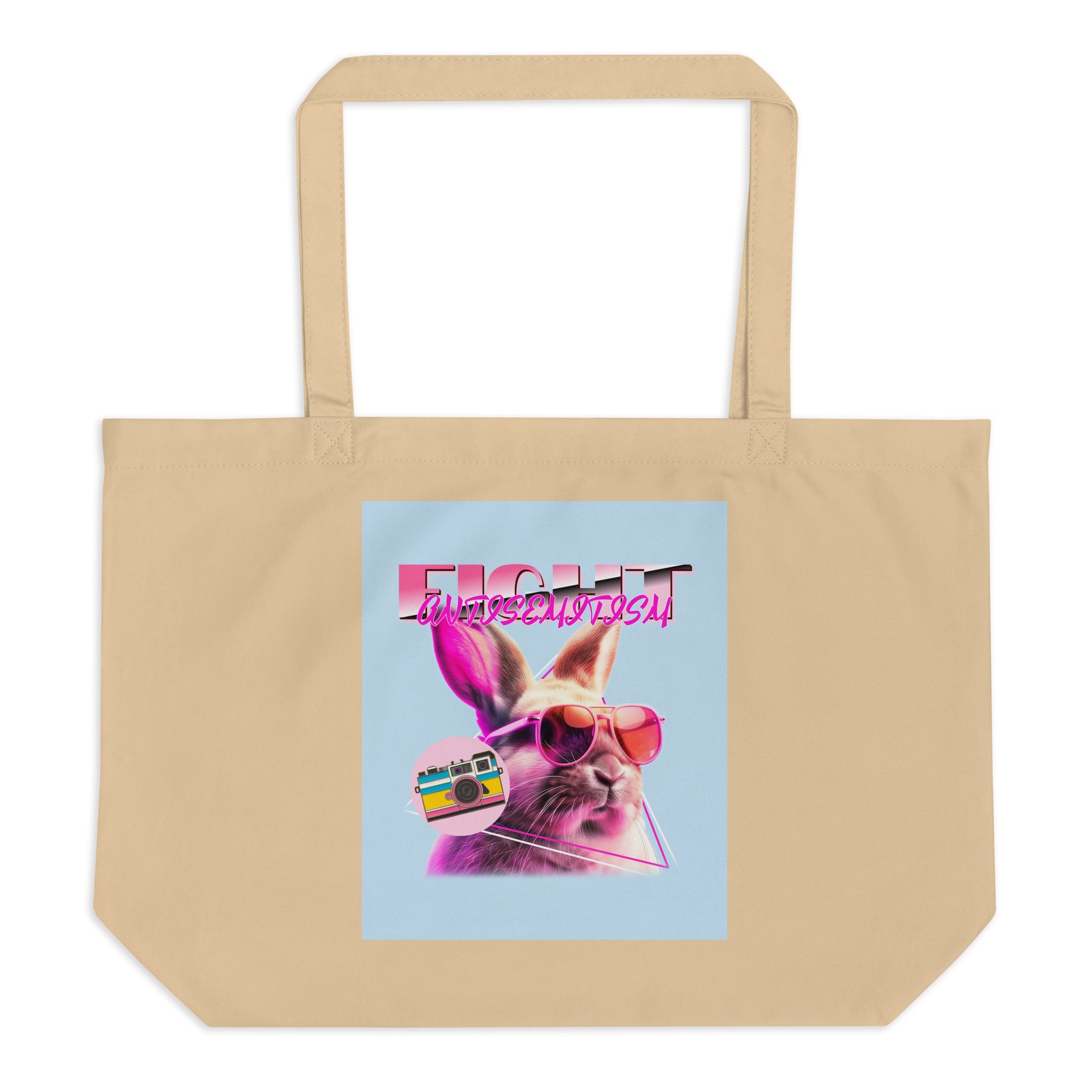 Retro Neon Animal | Fight Antisemitism | Large Organic Tote Bag