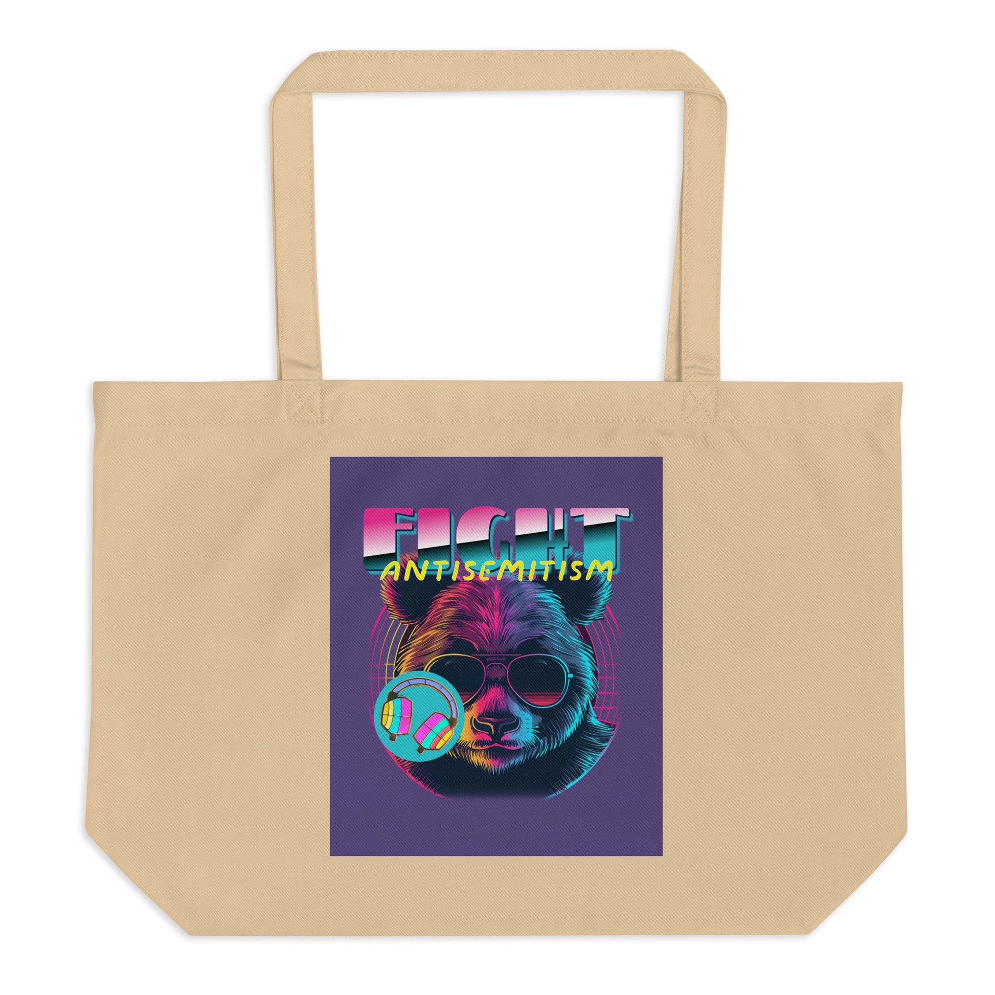 Retro Neon Animal | Fight Antisemitism | Large Organic Tote Bag