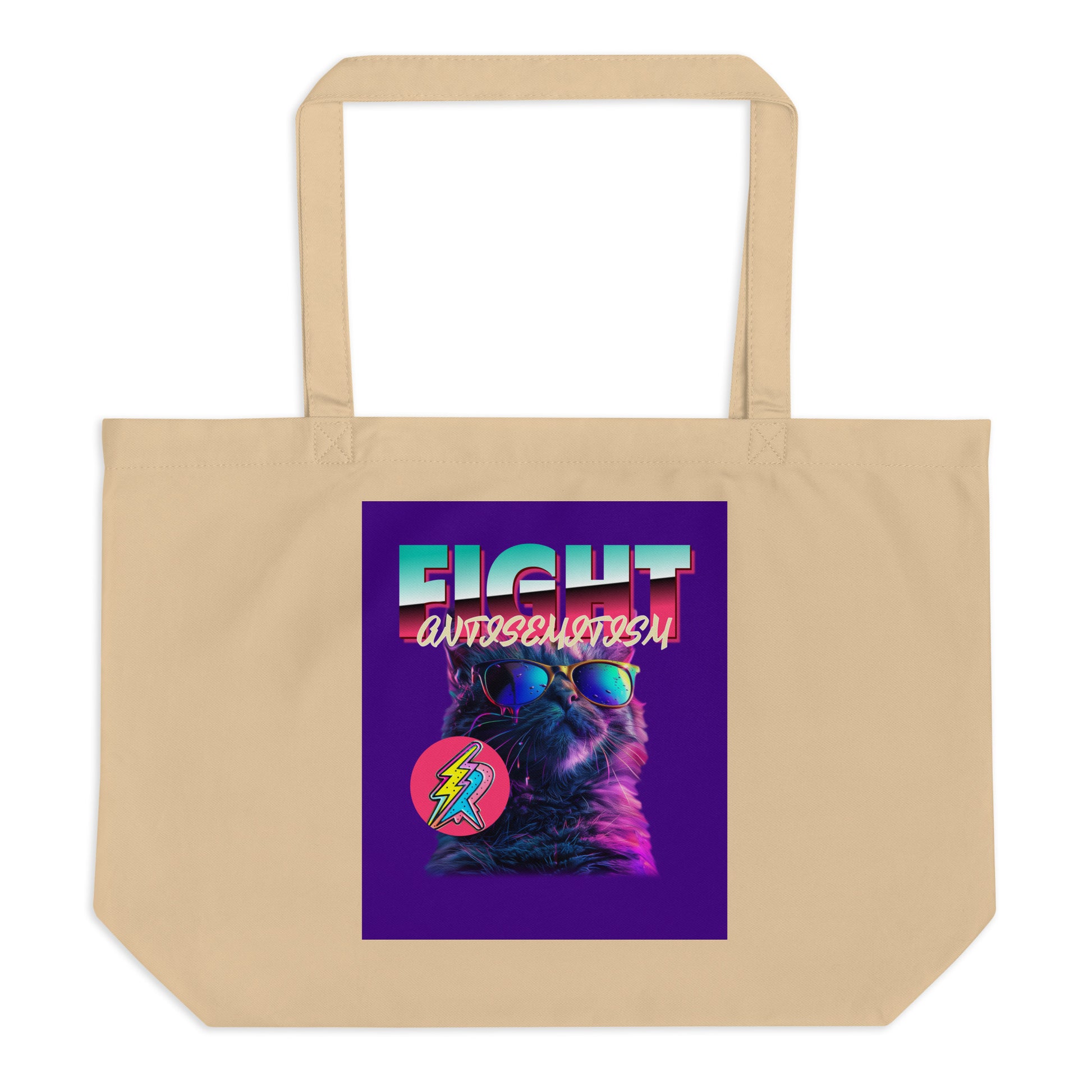 Retro Neon Animal | Fight Antisemitism | Large Organic Tote Bag