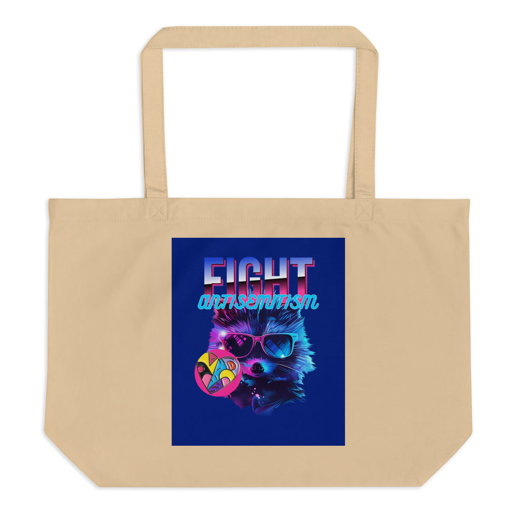 Retro Neon Animal | Fight Antisemitism | Large Organic Tote Bag