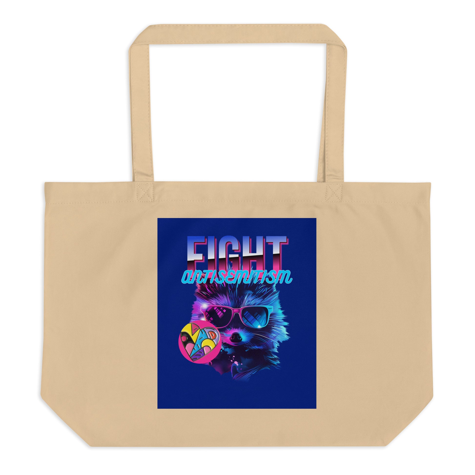 Retro Neon Animal | Fight Antisemitism | Large Organic Tote Bag