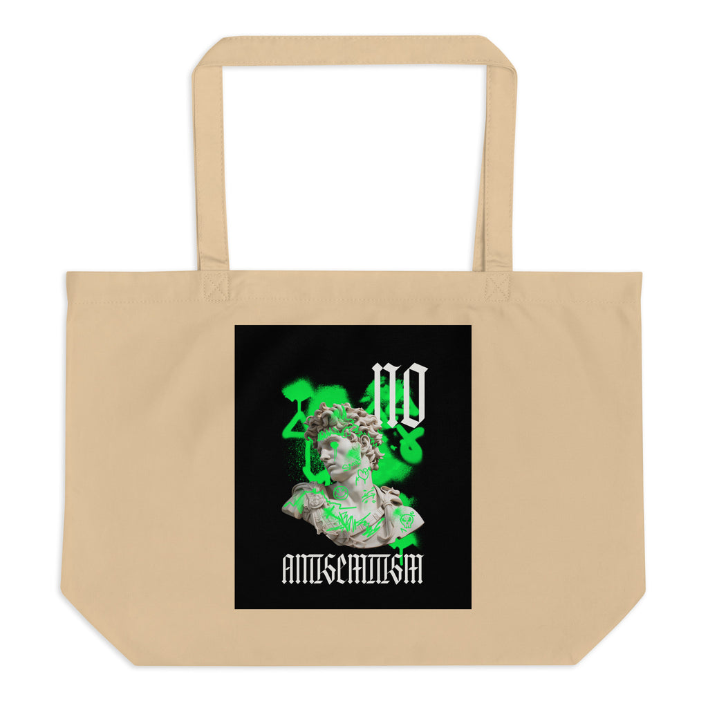 Graffiti Statue Anthem | No Antisemitism | Large Organic Tote Bag