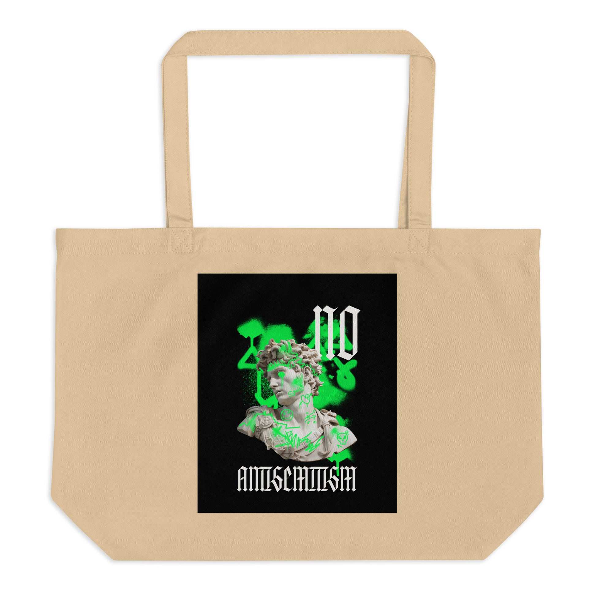 Graffiti Statue Anthem | No Antisemitism | Large Organic Tote Bag