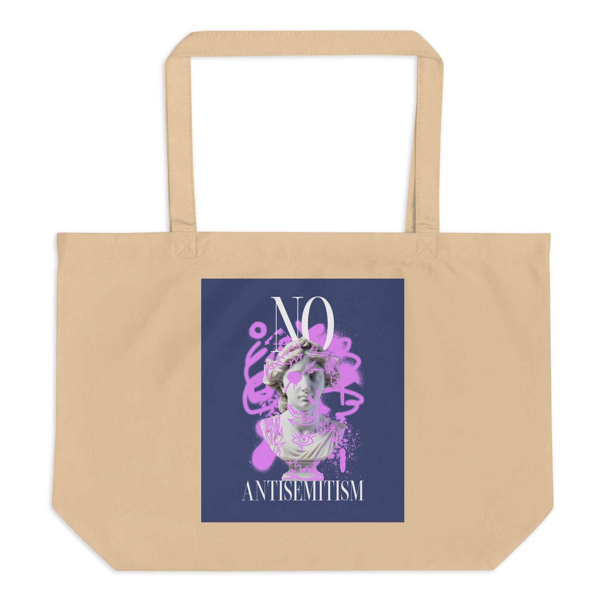 Graffiti Statue Anthem | No Antisemitism | Large Organic Tote Bag