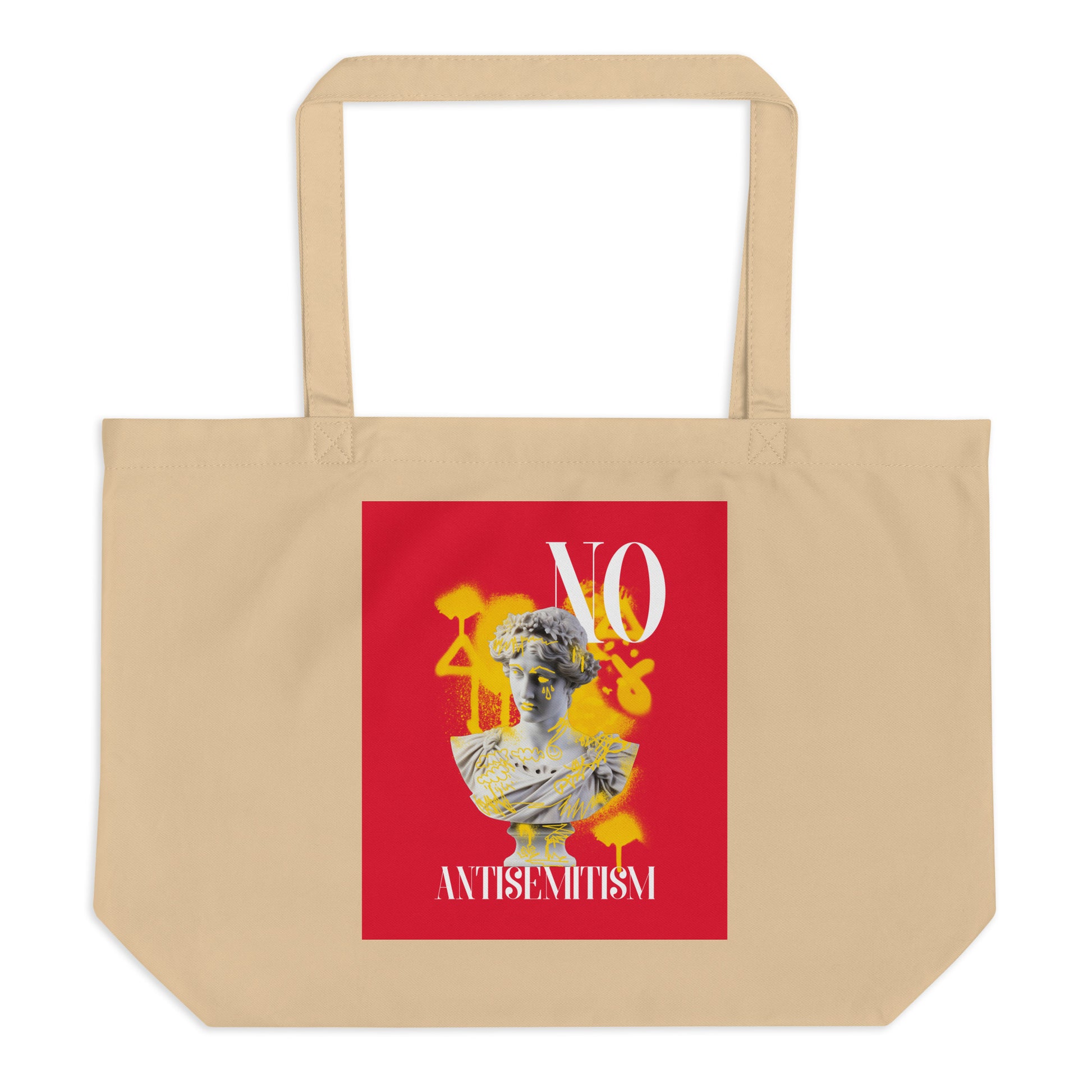 Graffiti Statue Anthem | No Antisemitism | Large Organic Tote Bag