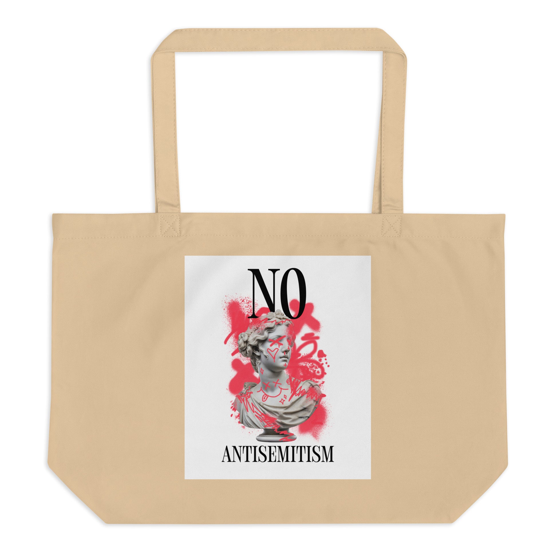Graffiti Statue Anthem | No Antisemitism | Large Organic Tote Bag