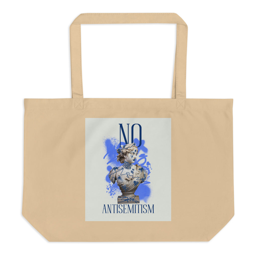 Graffiti Statue Anthem | No Antisemitism | Large Organic Tote Bag