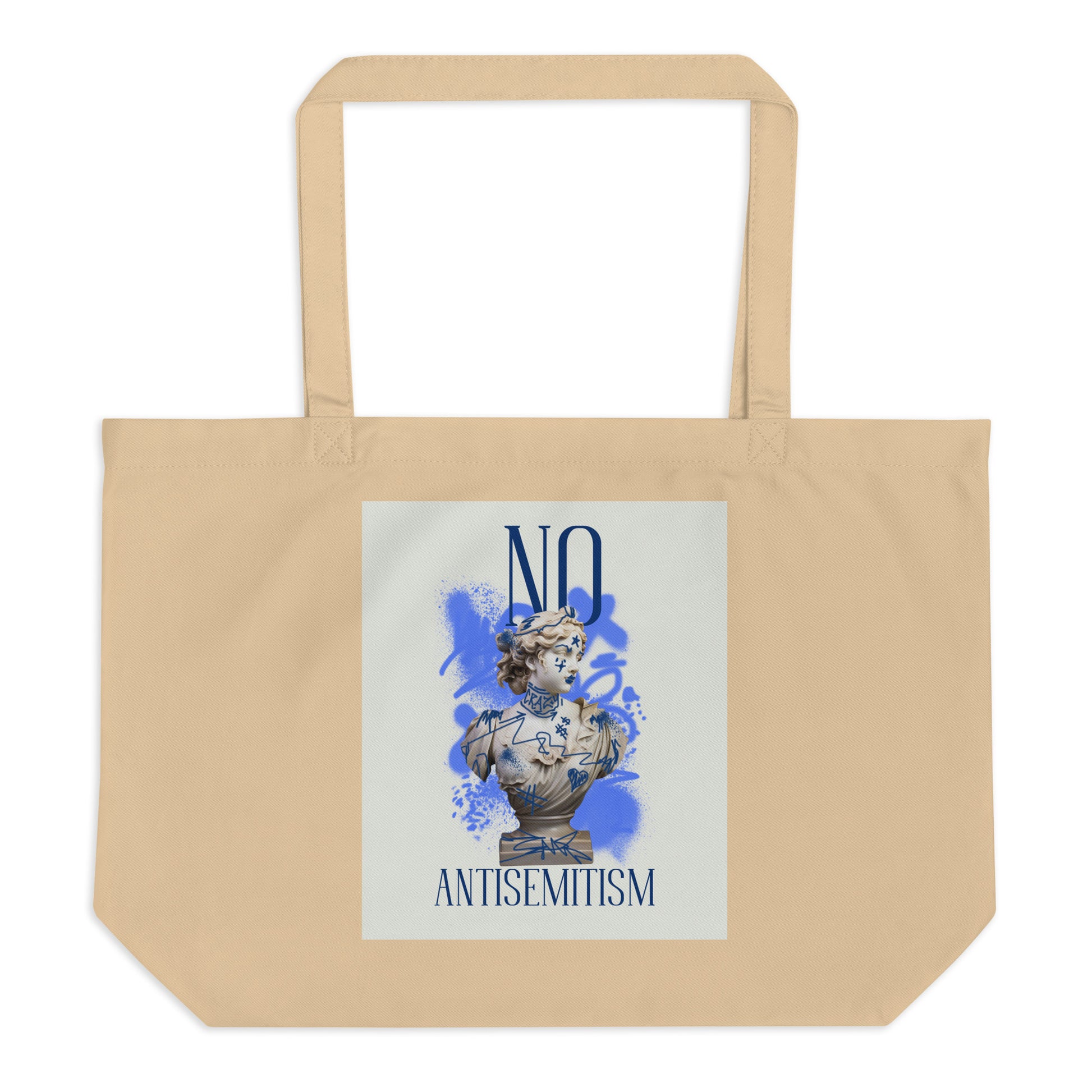 Graffiti Statue Anthem | No Antisemitism | Large Organic Tote Bag