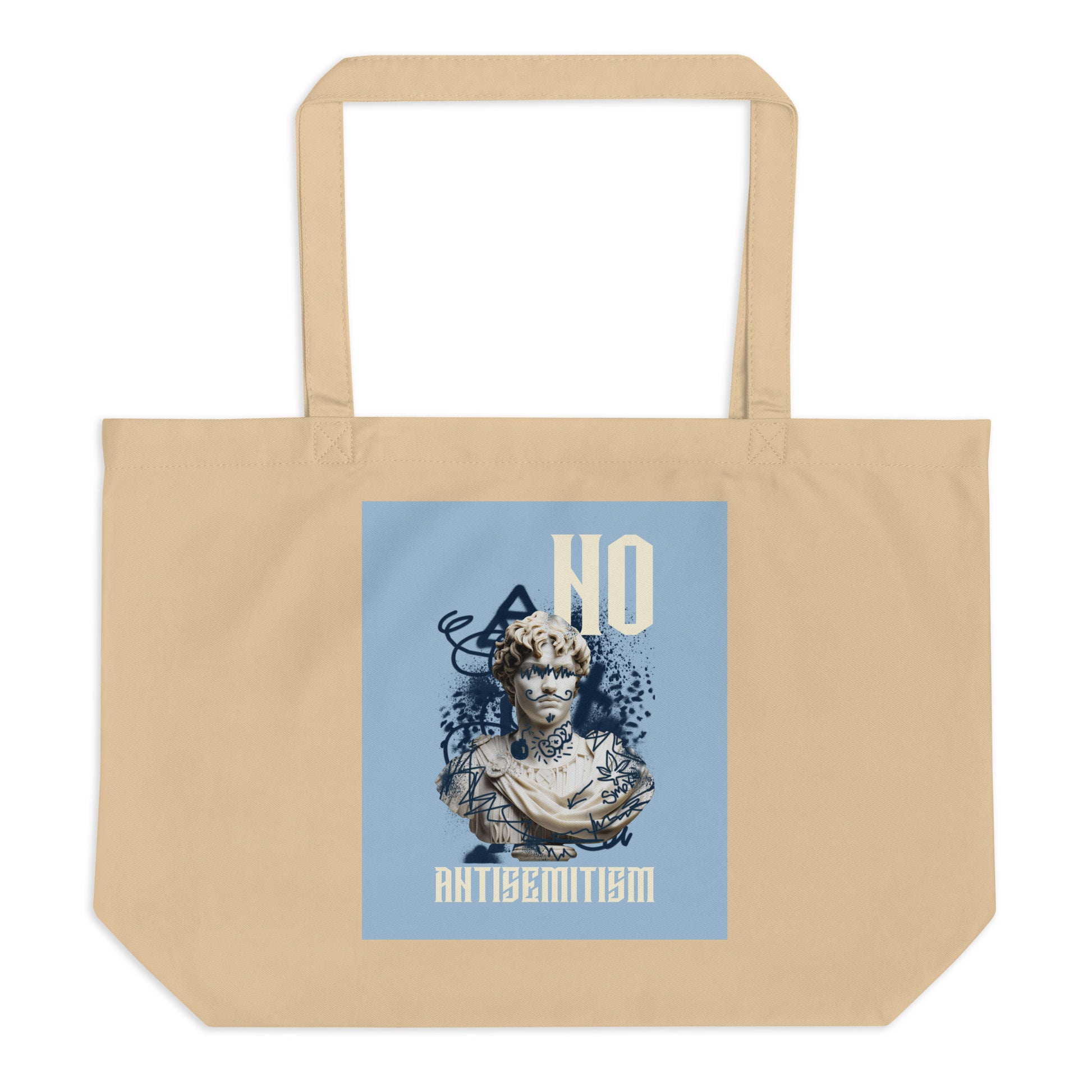 Graffiti Statue Anthem | No Antisemitism | Large Organic Tote Bag