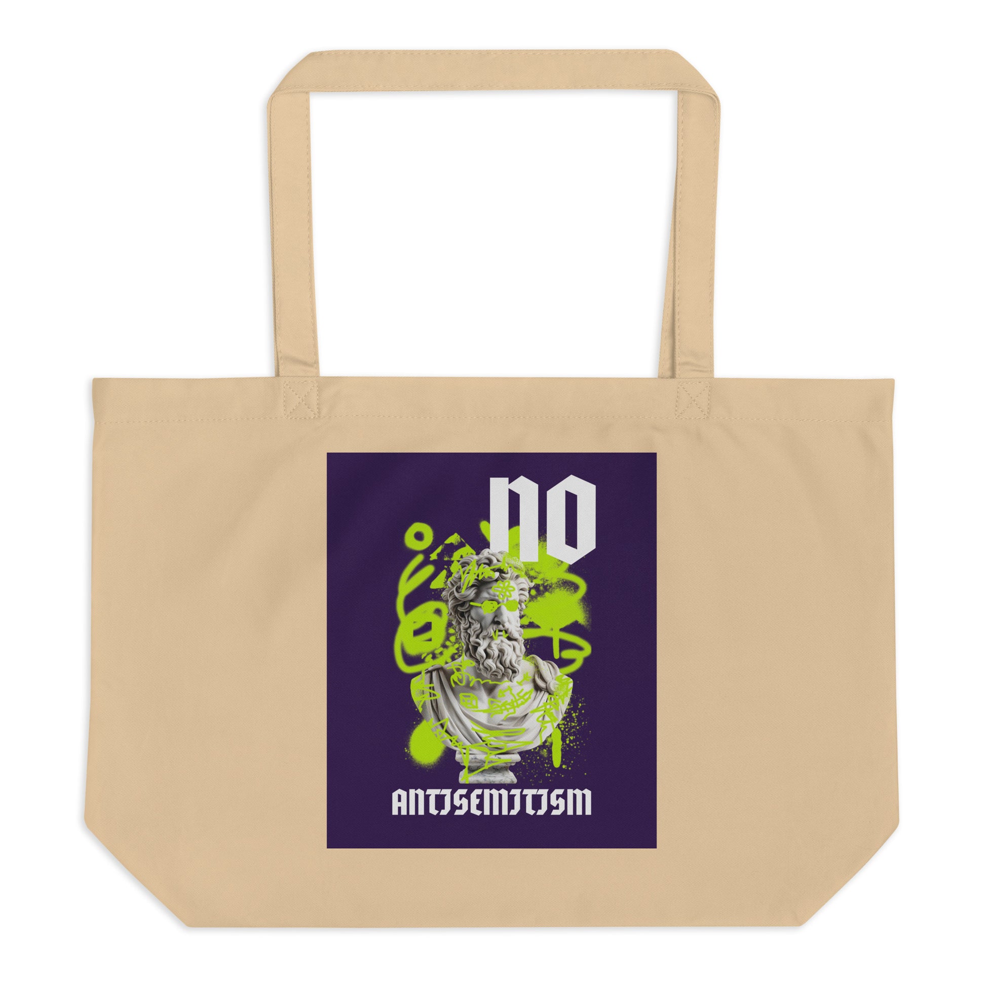 Graffiti Statue Anthem | No Antisemitism | Large Organic Tote Bag