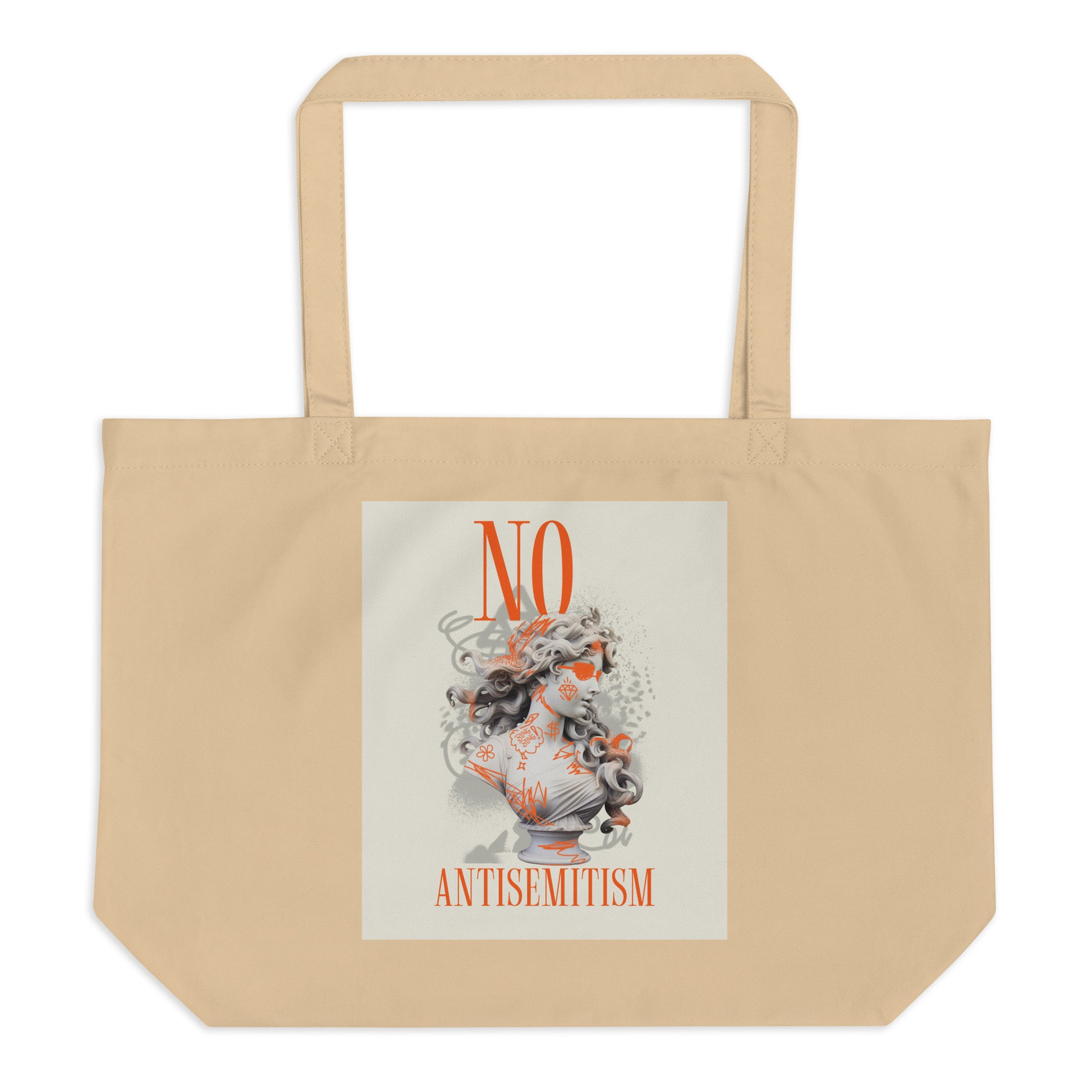 Graffiti Statue Anthem | No Antisemitism | Large Organic Tote Bag