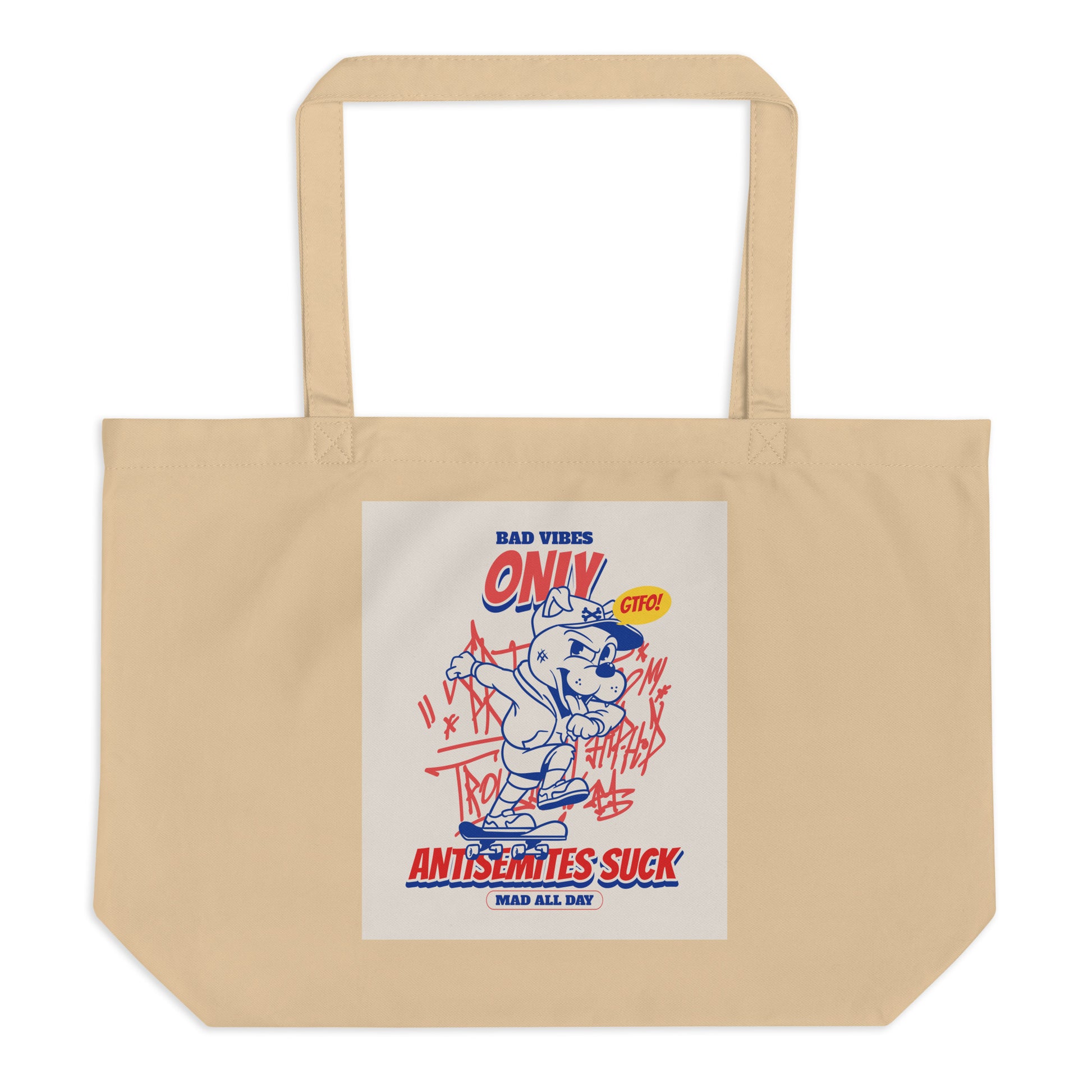 Streetart Graffiti Cartoon | Antisemitism | Large Organic Tote Bag