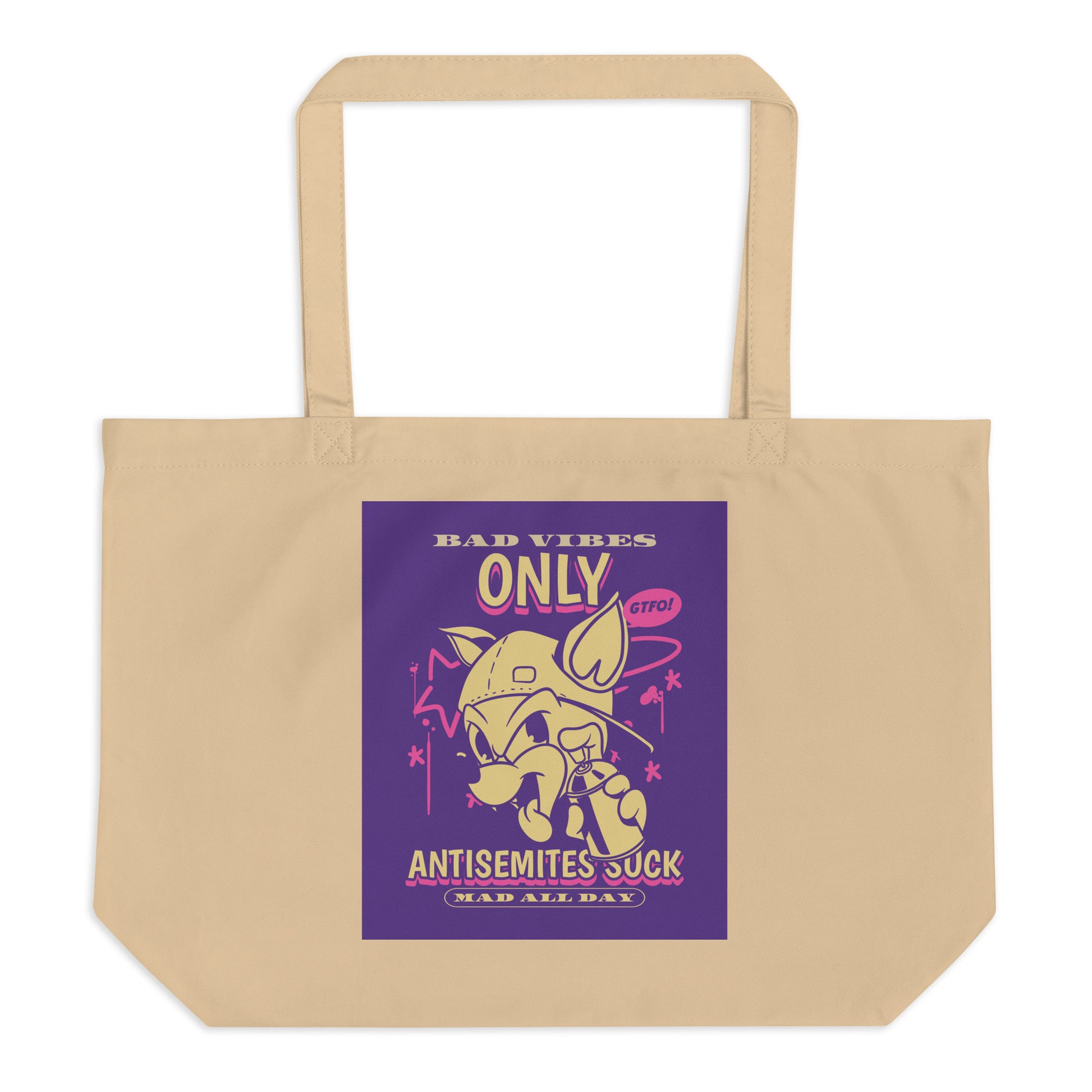 Streetart Graffiti Cartoon | Antisemitism | Large Organic Tote Bag
