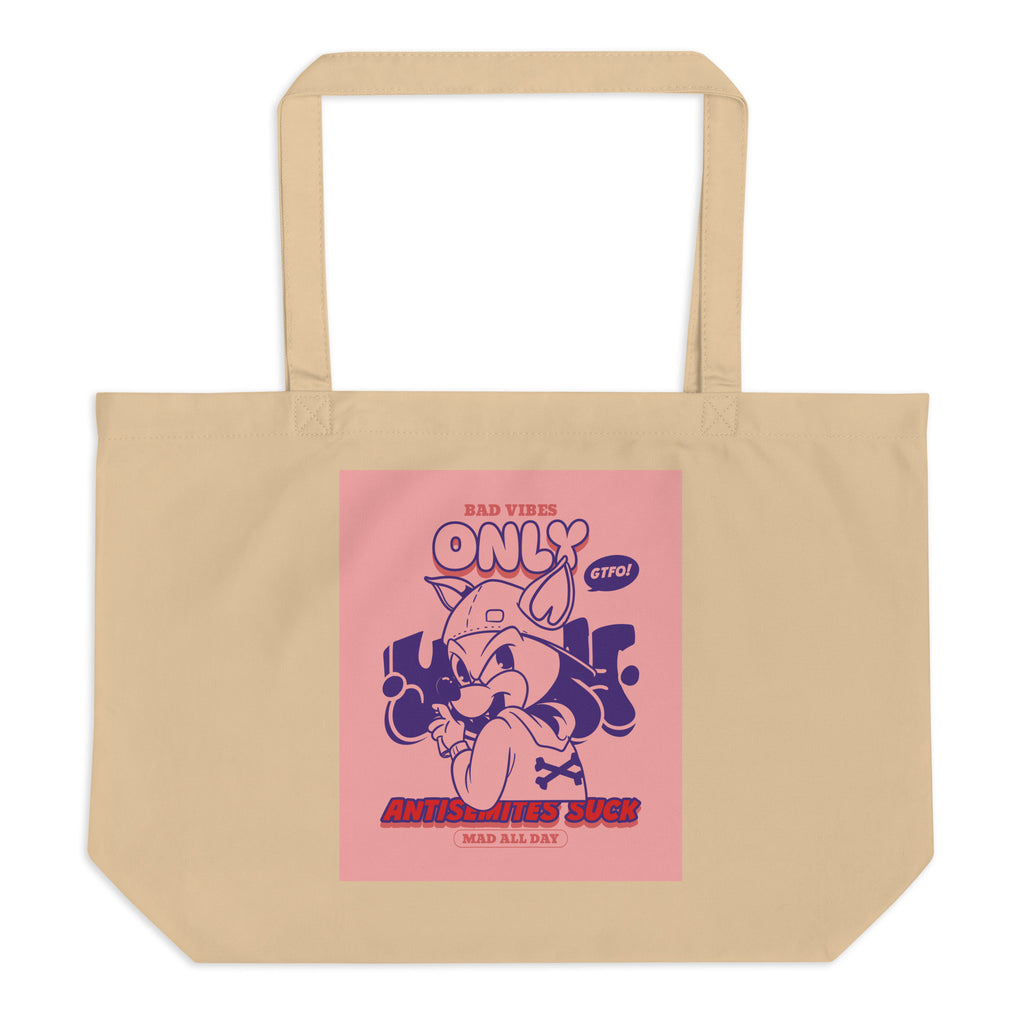 Streetart Graffiti Cartoon | Antisemitism | Large Organic Tote Bag