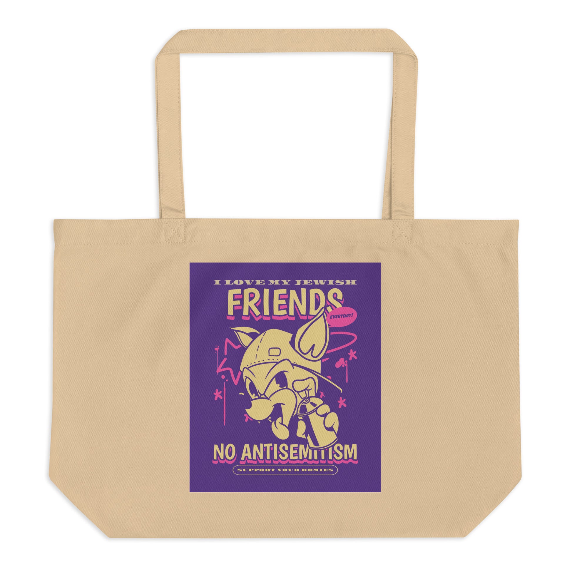 Streetart Graffiti Cartoon | Antisemitism | Large Organic Tote Bag