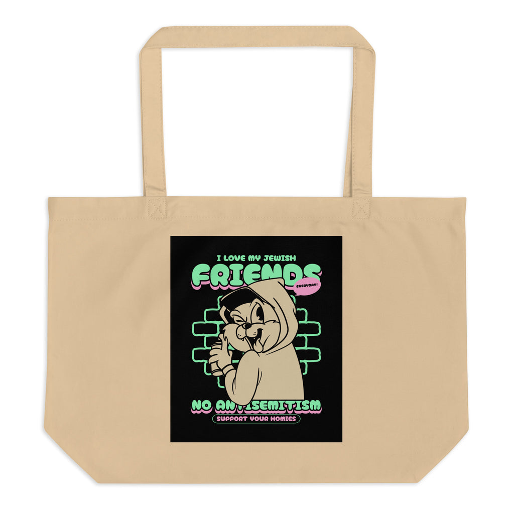 Streetart Graffiti Cartoon | Antisemitism | Large Organic Tote Bag
