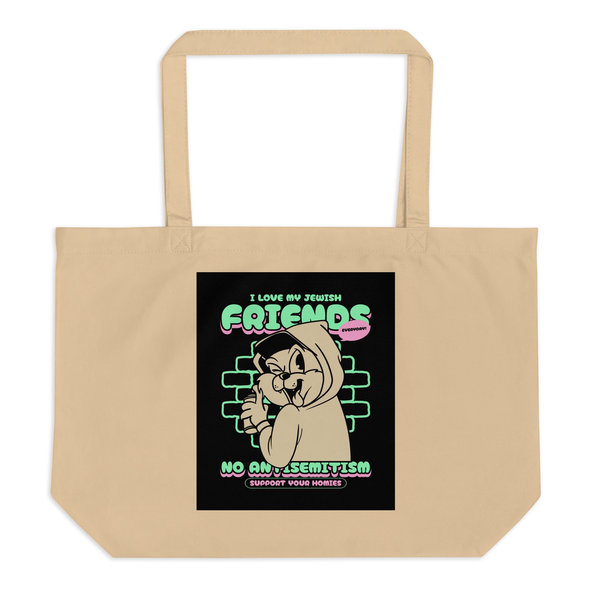 Streetart Graffiti Cartoon | Antisemitism | Large Organic Tote Bag