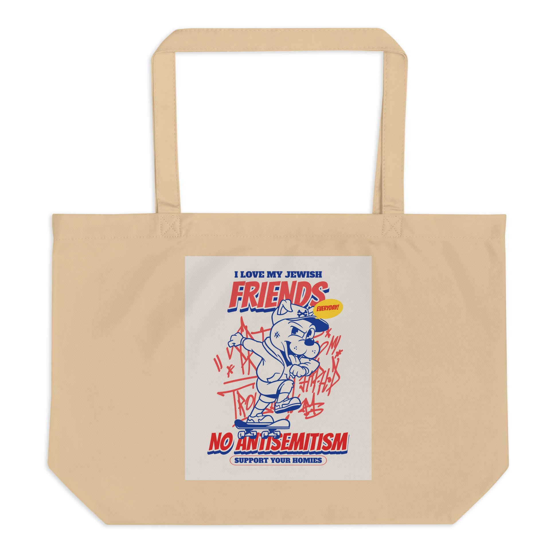 Streetart Graffiti Cartoon | Antisemitism | Large Organic Tote Bag