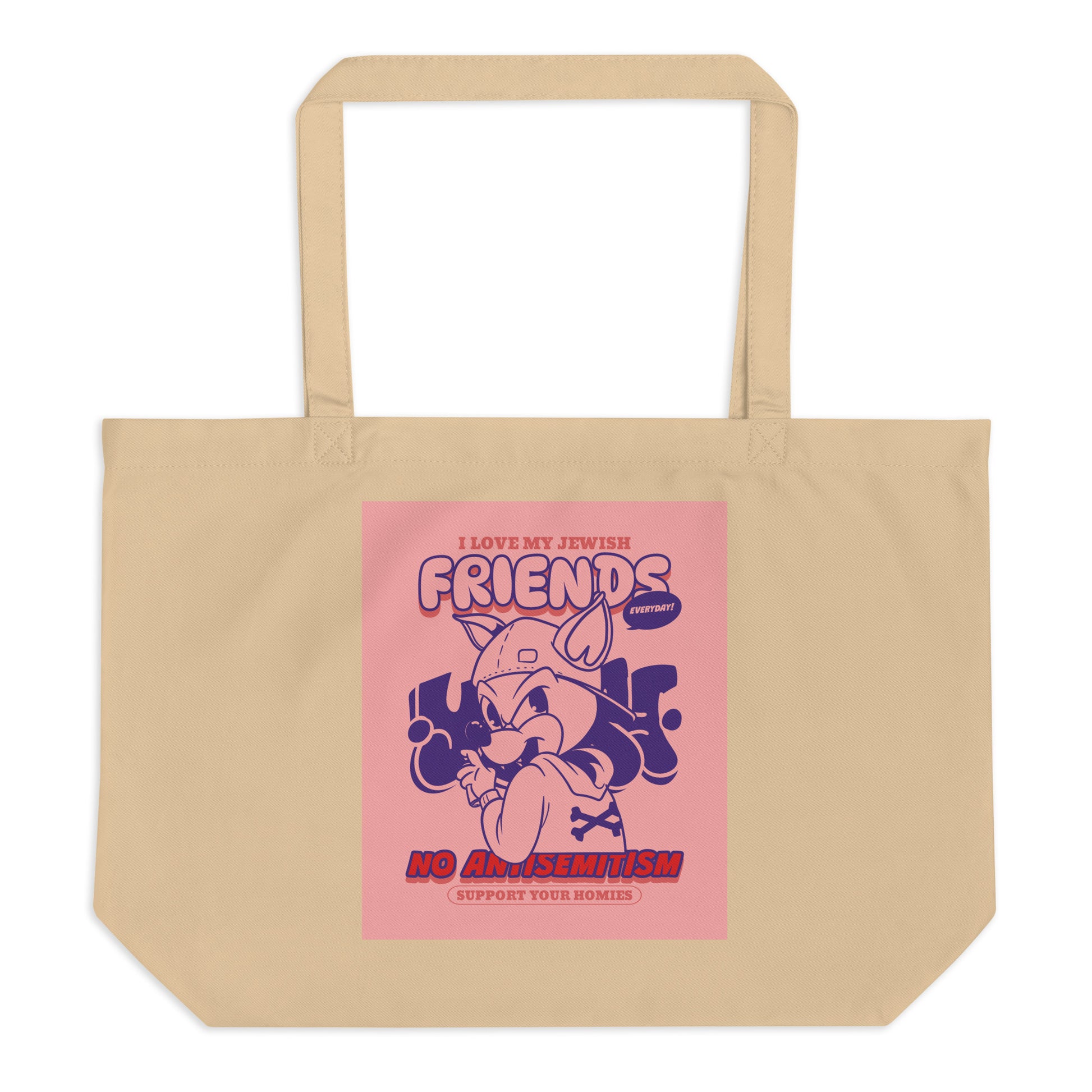 Streetart Graffiti Cartoon | Antisemitism | Large Organic Tote Bag