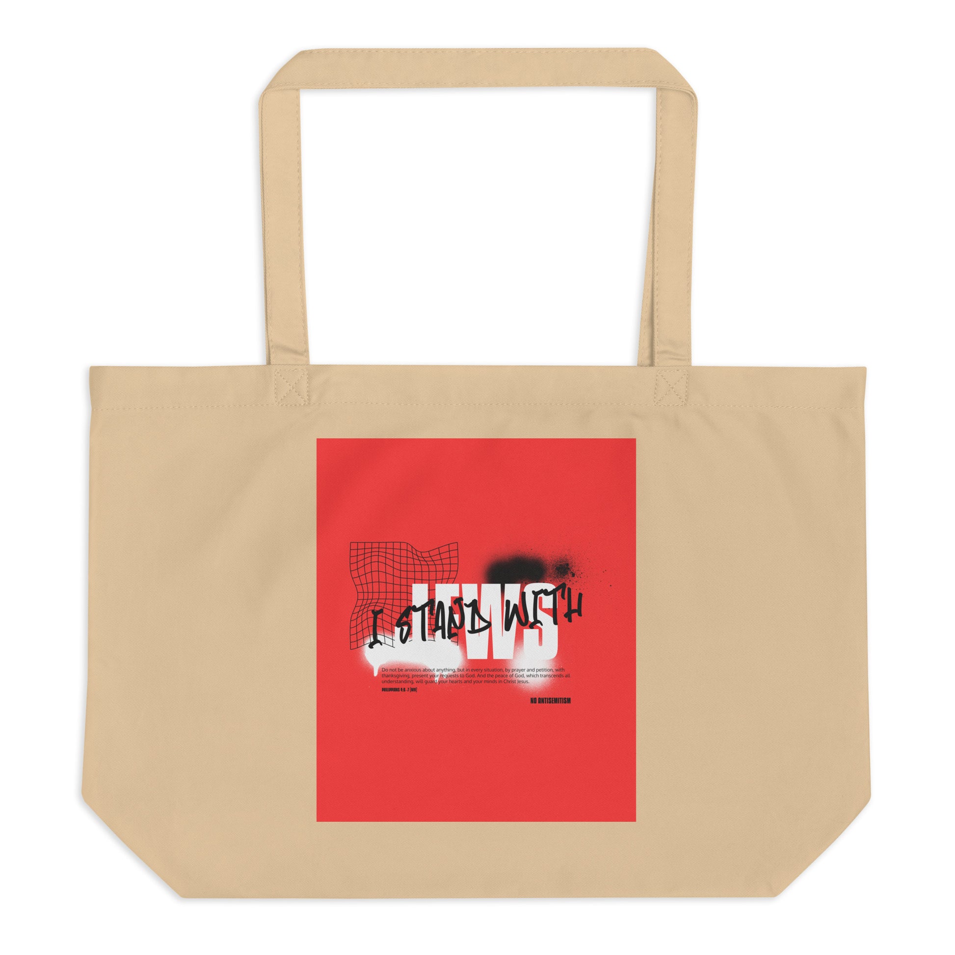 I Stand With Jews Graffiti Bible Verse | Large Organic Tote Bag