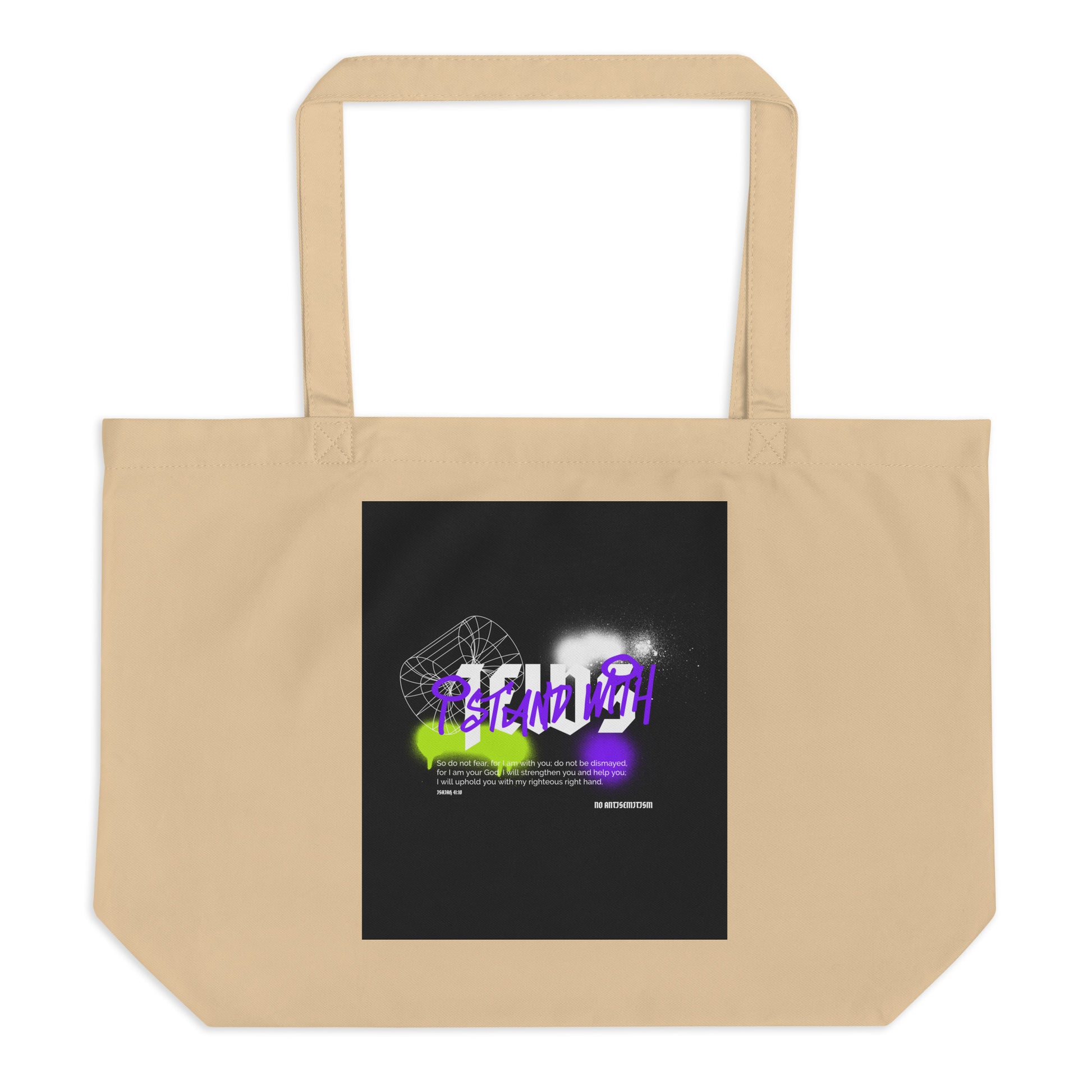 I Stand With Jews Graffiti Bible Verse | Large Organic Tote Bag