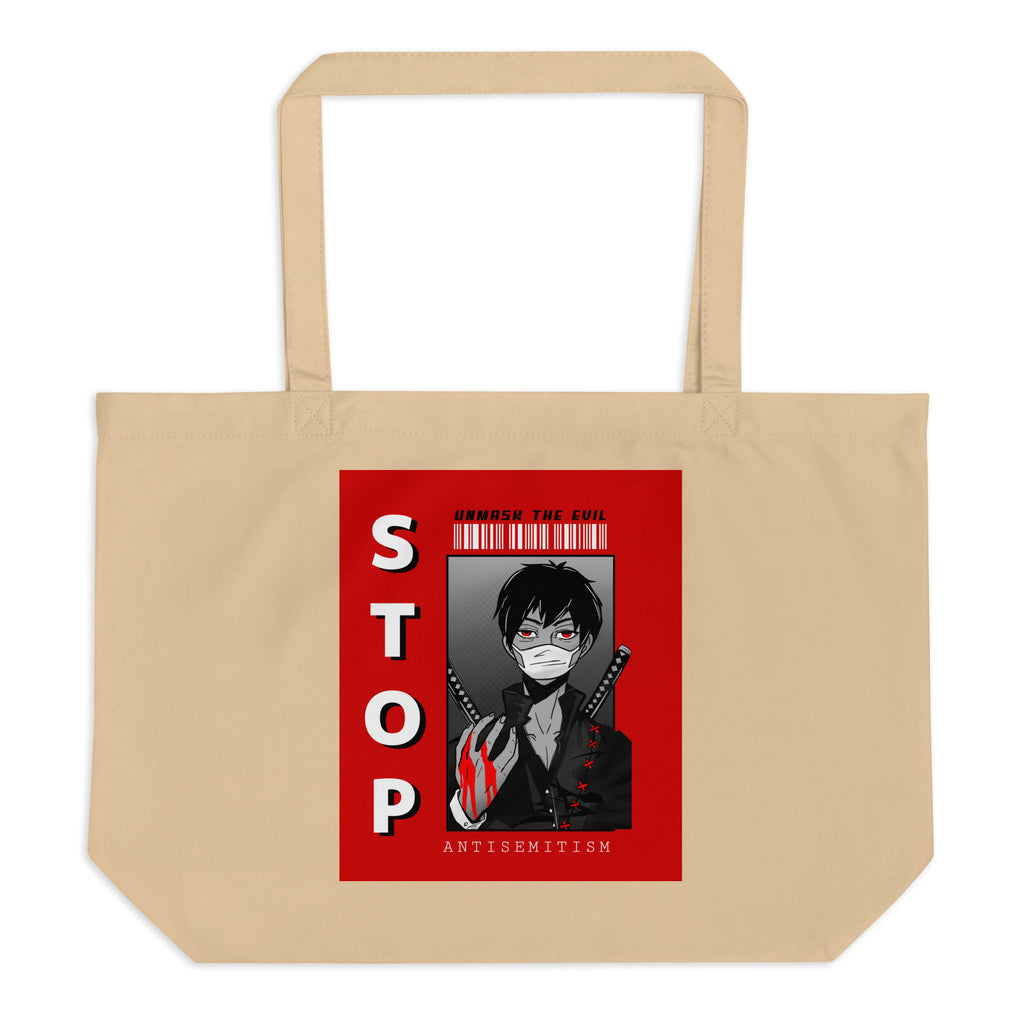 Unmask Evil | Antisemitism | Large Organic Tote Bag