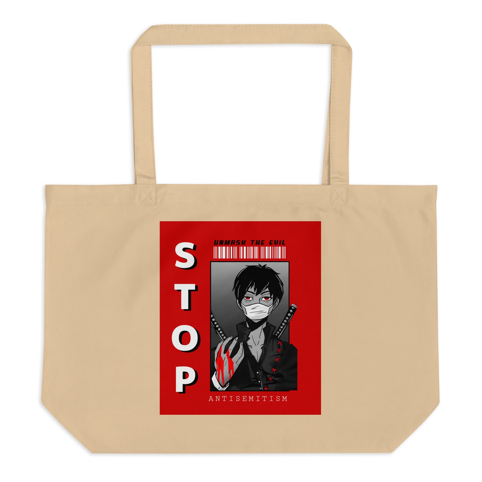 Unmask Evil | Antisemitism | Large Organic Tote Bag