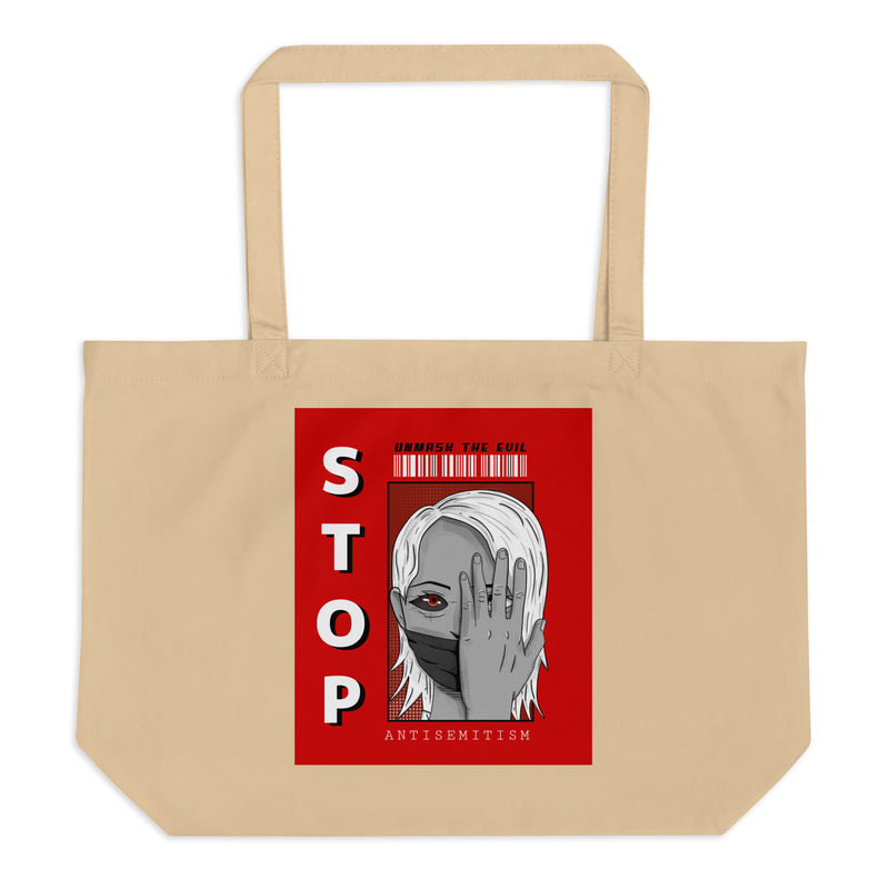Unmask Evil | Antisemitism | Large Organic Tote Bag