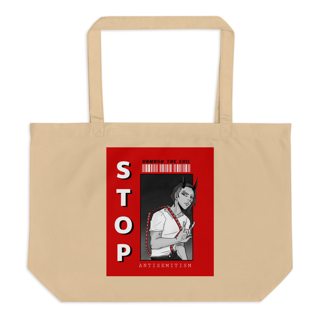 Unmask Evil | Antisemitism | Large Organic Tote Bag