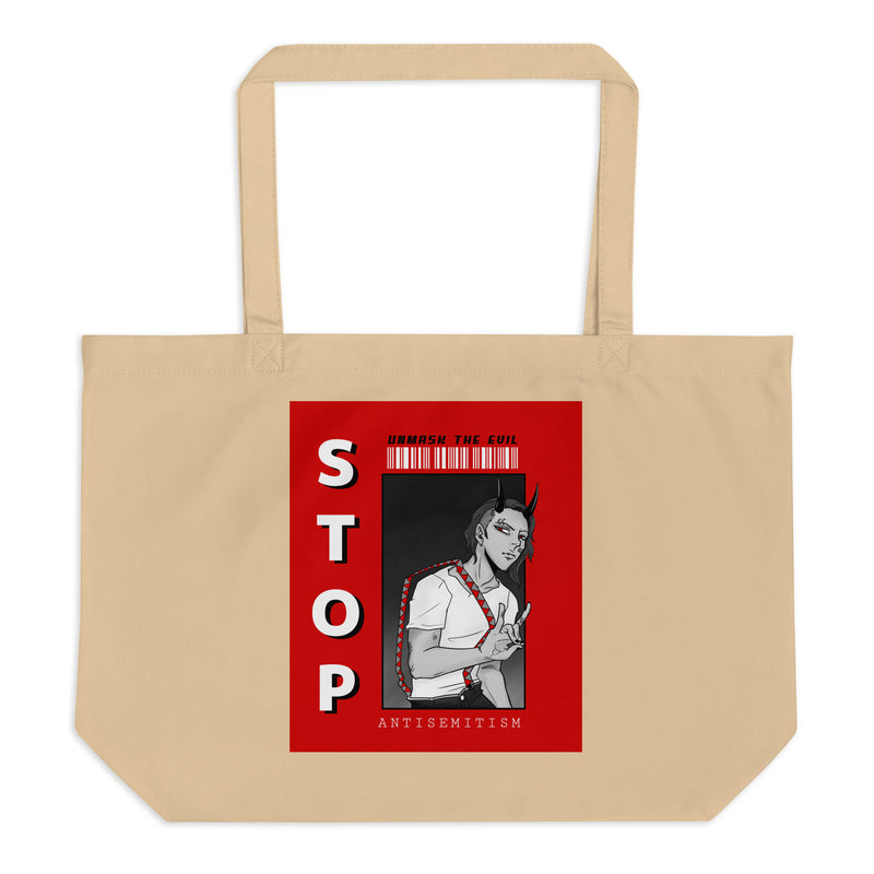 Unmask Evil | Antisemitism | Large Organic Tote Bag