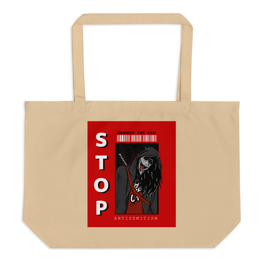 Unmask Evil | Antisemitism | Large Organic Tote Bag