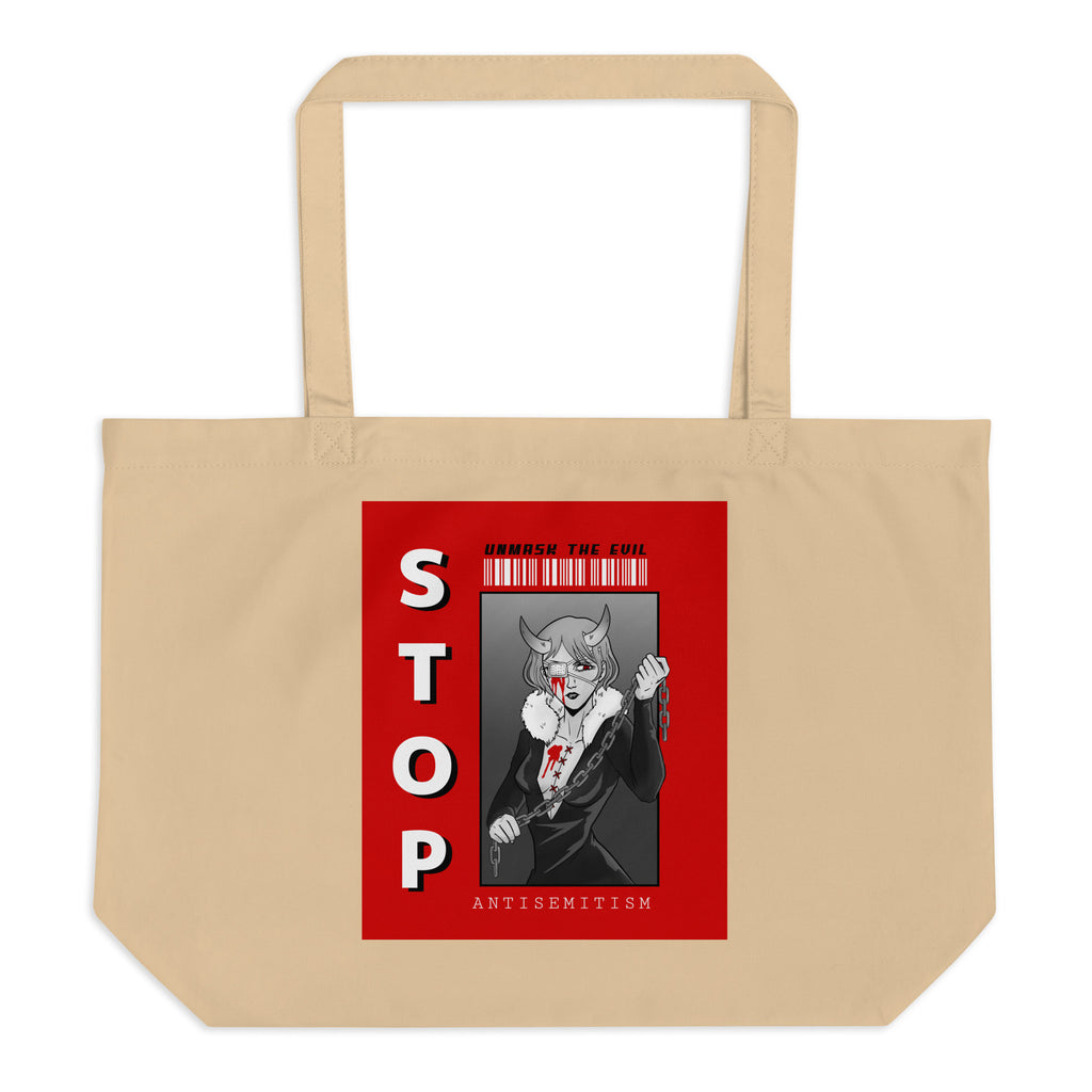 Unmask Evil | Antisemitism | Large Organic Tote Bag