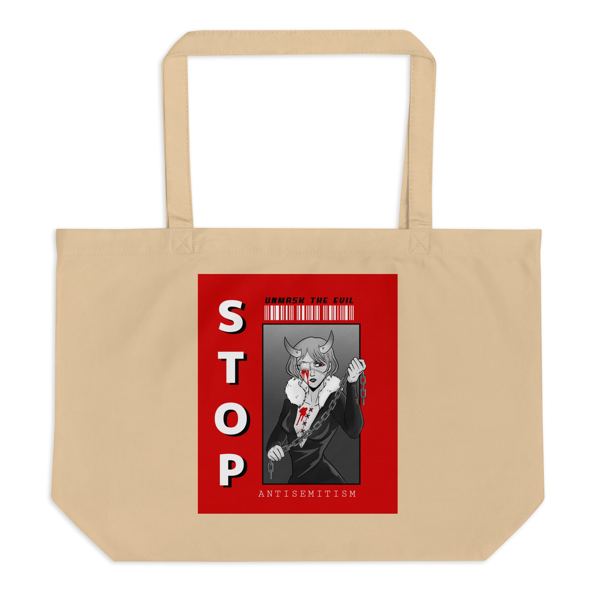 Unmask Evil | Antisemitism | Large Organic Tote Bag
