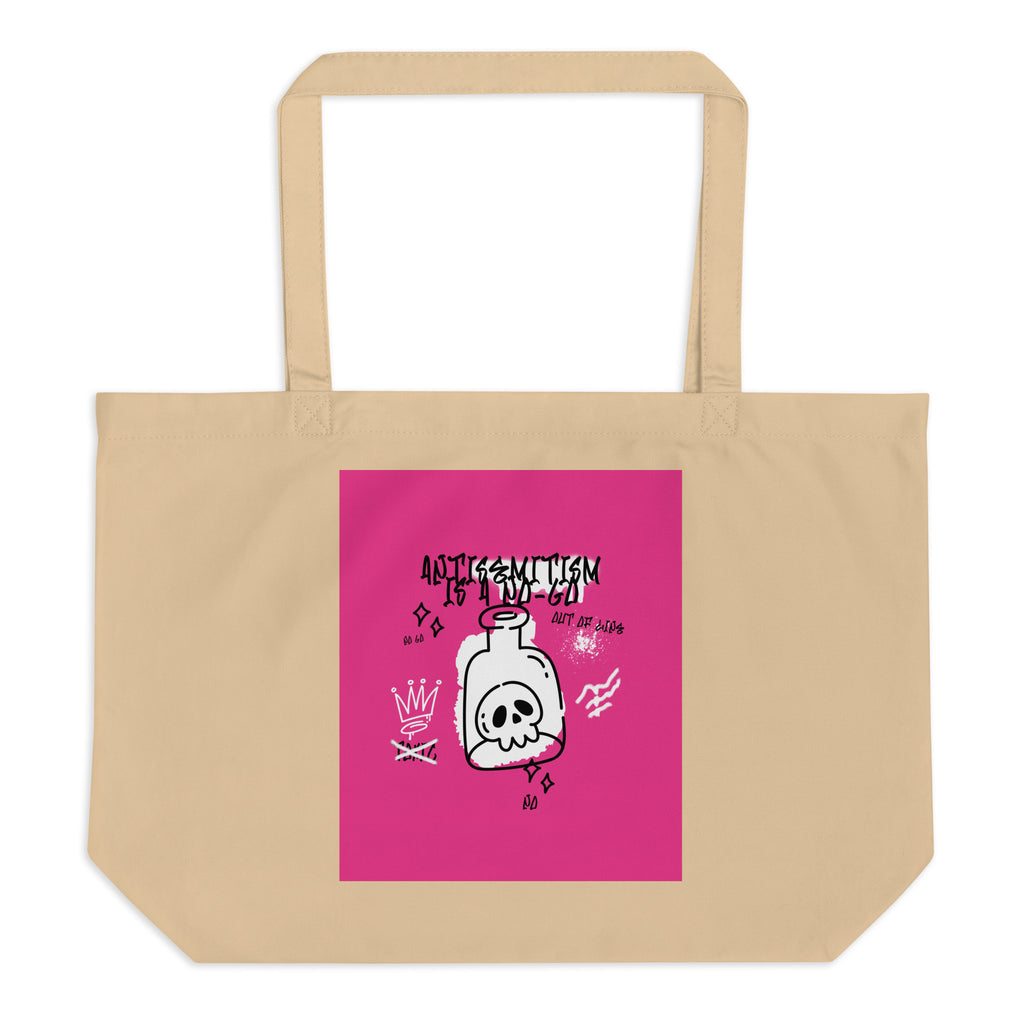 No Go Graffiti Doodle | Antisemitism | Large Organic Tote Bag