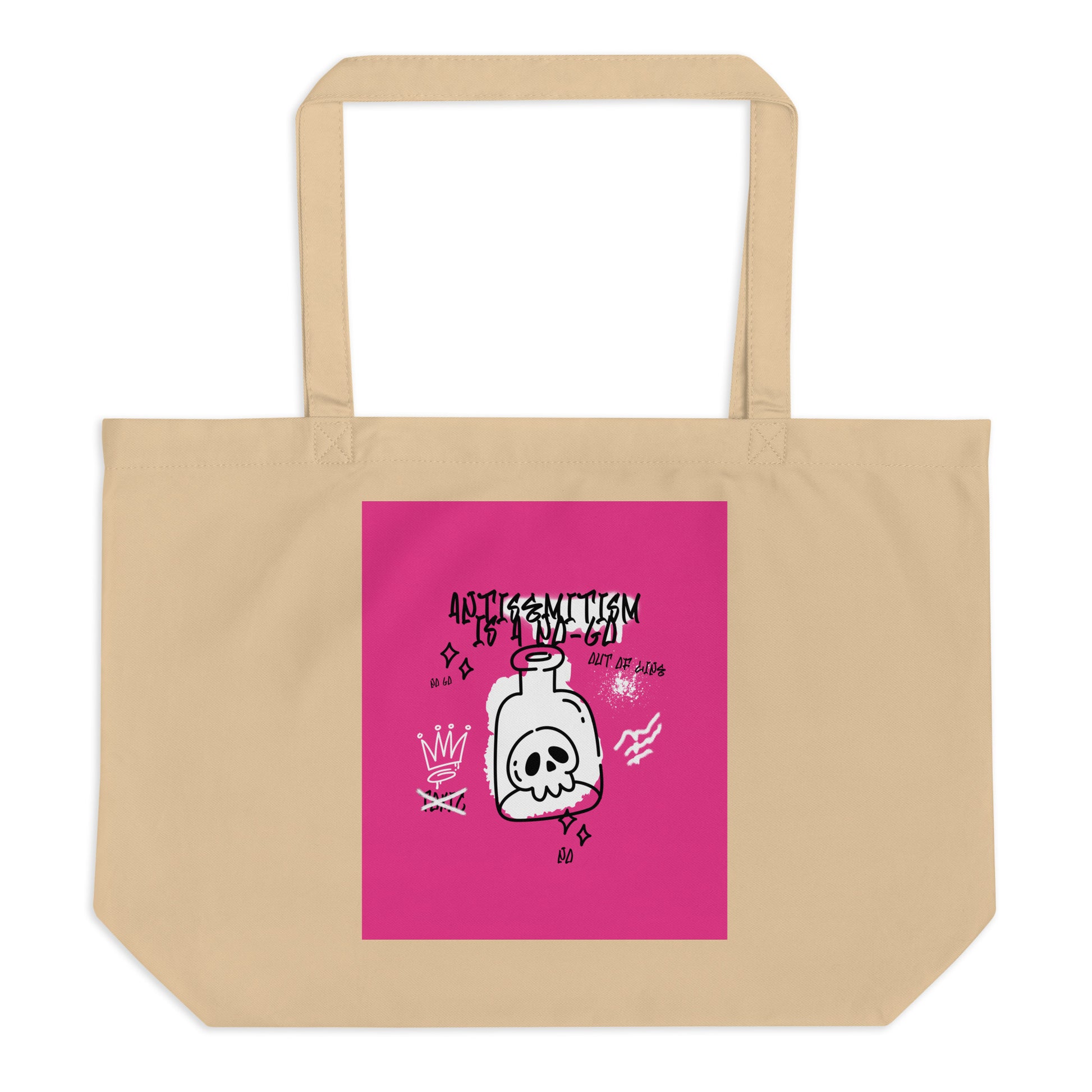 No Go Graffiti Doodle | Antisemitism | Large Organic Tote Bag