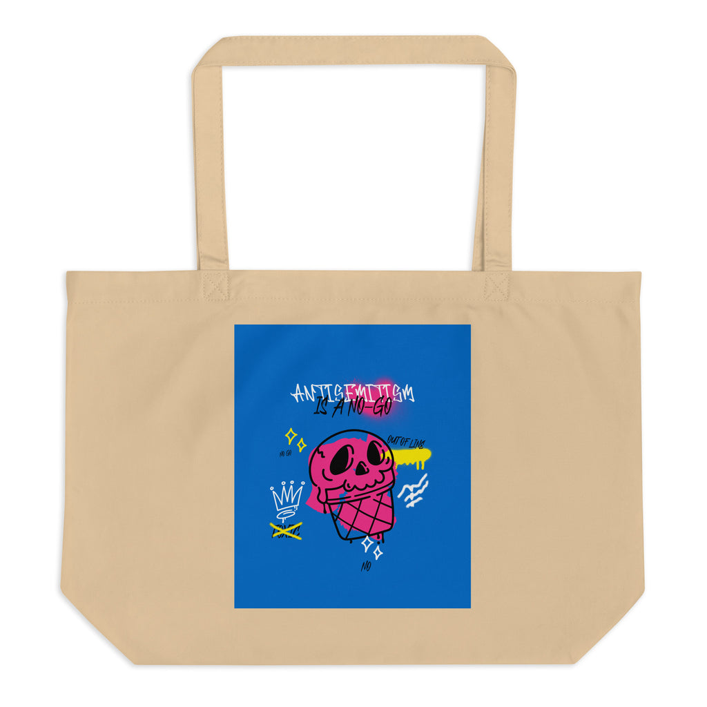 No Go Graffiti Doodle | Antisemitism | Large Organic Tote Bag